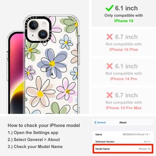 Foto 2 | Funda De Teléfono Mosnovo Para Iphone 14 Buffertech 2m Drop Clear - Venta Internacional.