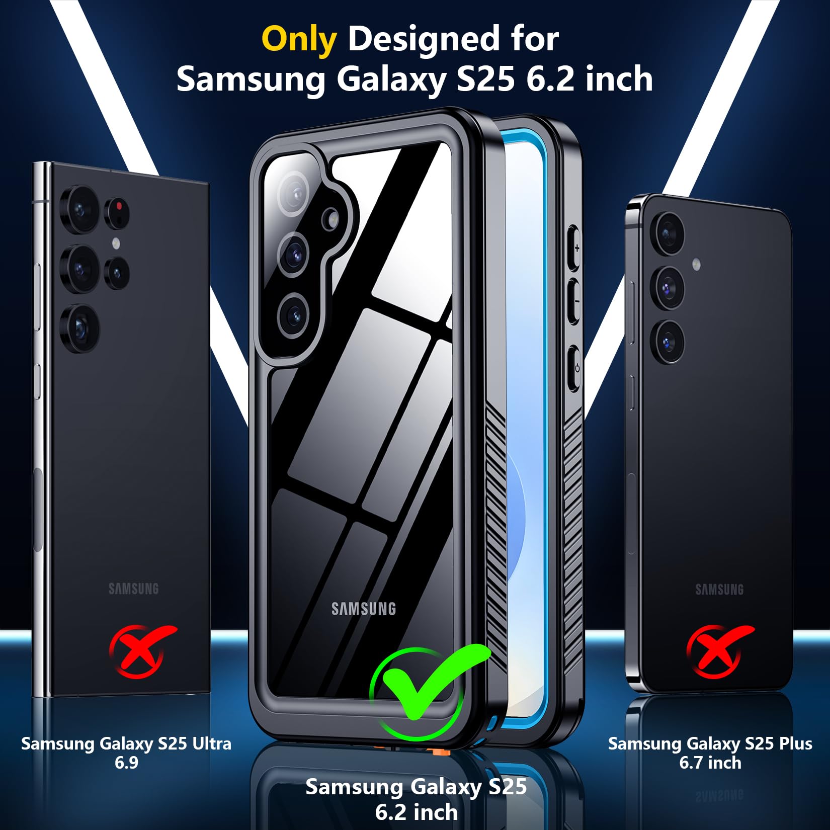 Foto 3 pulgar | Funda De Teléfono Spidercase Impermeable Para Samsung Galaxy S25 Blue - Venta Internacional.