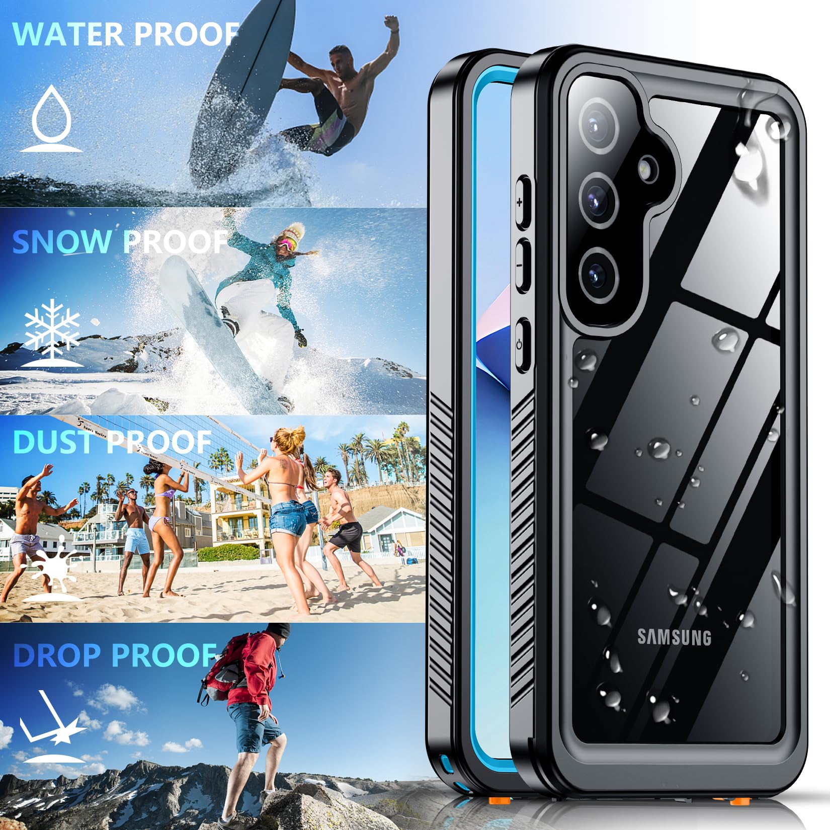 Foto 5 pulgar | Funda De Teléfono Spidercase Impermeable Para Samsung Galaxy S25 Blue - Venta Internacional.