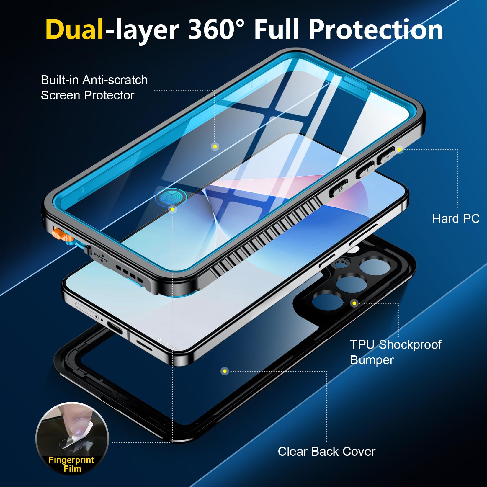 Foto 7 pulgar | Funda De Teléfono Spidercase Impermeable Para Samsung Galaxy S25 Blue - Venta Internacional.