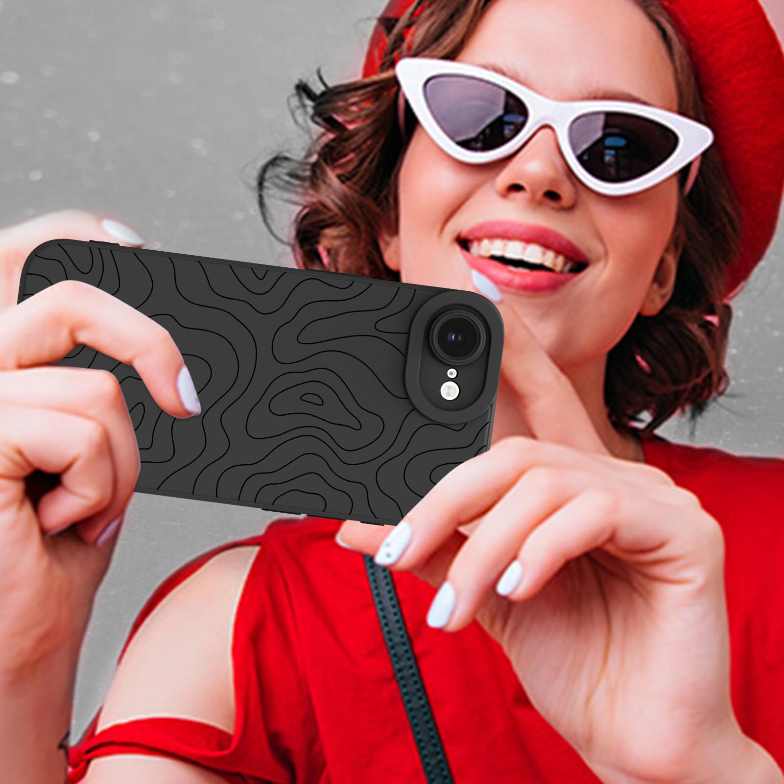 Foto 7 pulgar | Funda De Teléfono Mzelq Para Iphone 16e Silicone Wave Ripple Black - Venta Internacional.