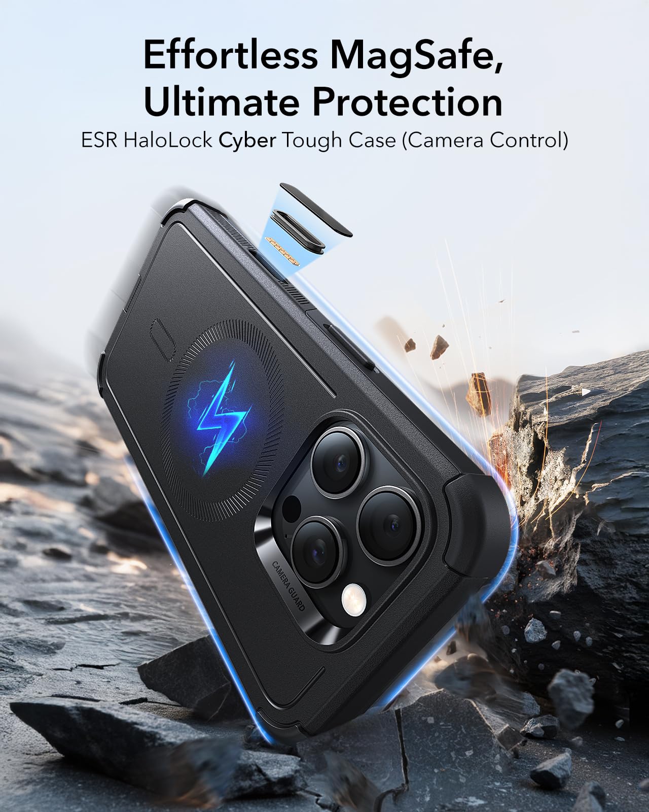 Foto 3 pulgar | Funda De Teléfono Esr Cyber Series Para Iphone 16 Pro Negra - Venta Internacional.