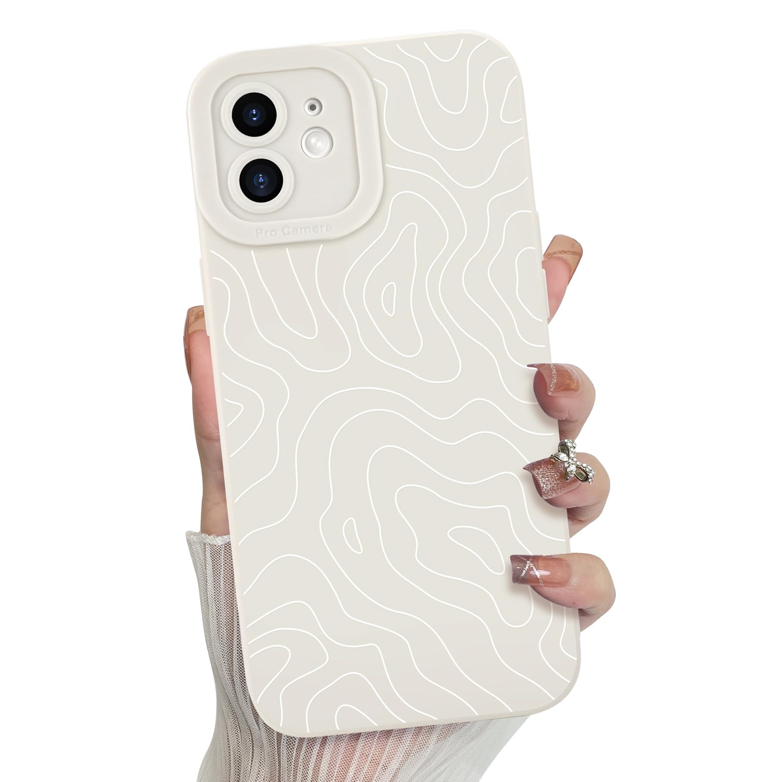Foto 2 pulgar | Funda De Teléfono Mzelq Para Iphone 12 Silicone Wave Ripple White - Venta Internacional.
