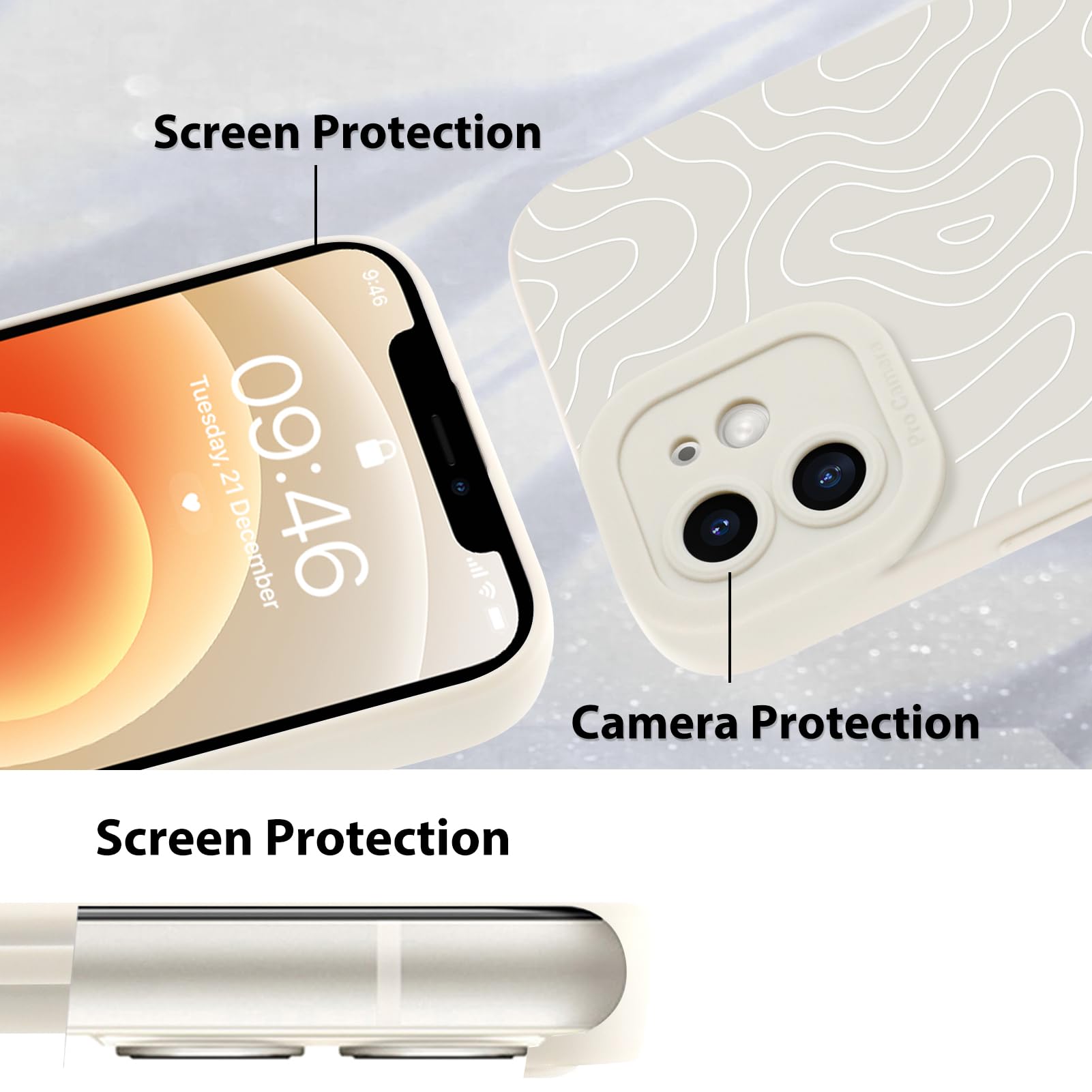 Foto 5 pulgar | Funda De Teléfono Mzelq Para Iphone 12 Silicone Wave Ripple White - Venta Internacional.