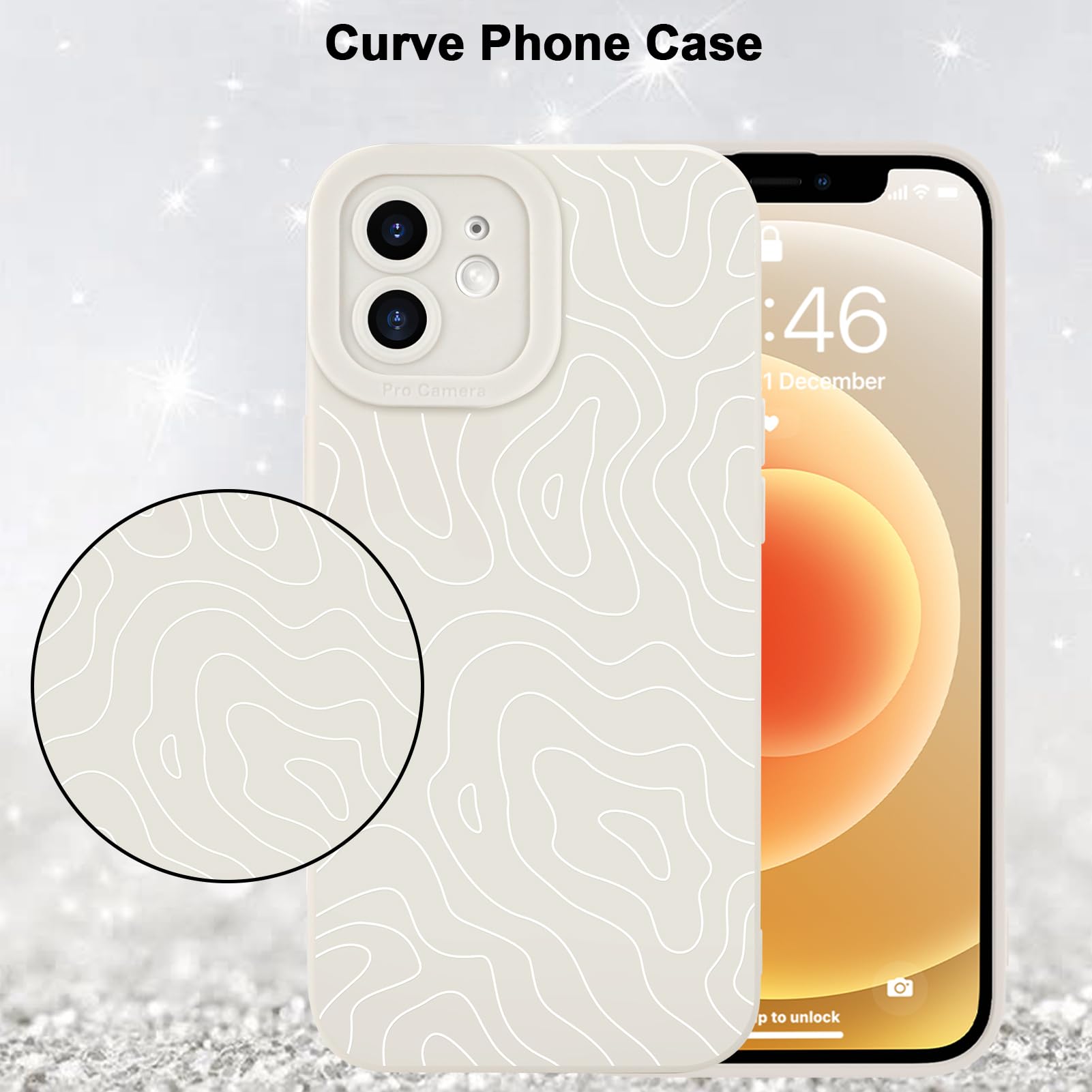 Foto 6 pulgar | Funda De Teléfono Mzelq Para Iphone 12 Silicone Wave Ripple White - Venta Internacional.