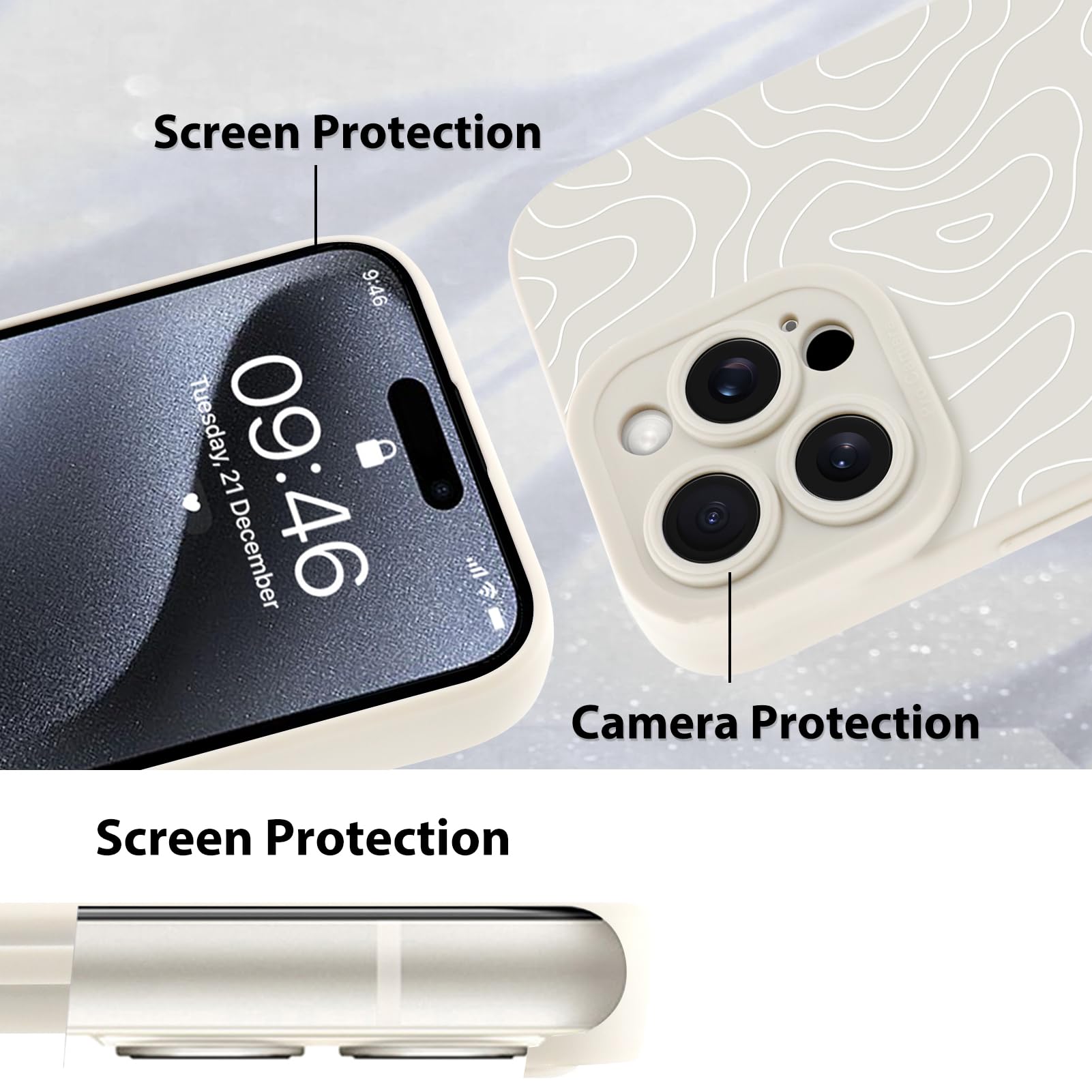 Foto 4 | Funda De Teléfono Mzelq Para Iphone 15 Pro Silicone Wave Ripple - Venta Internacional.