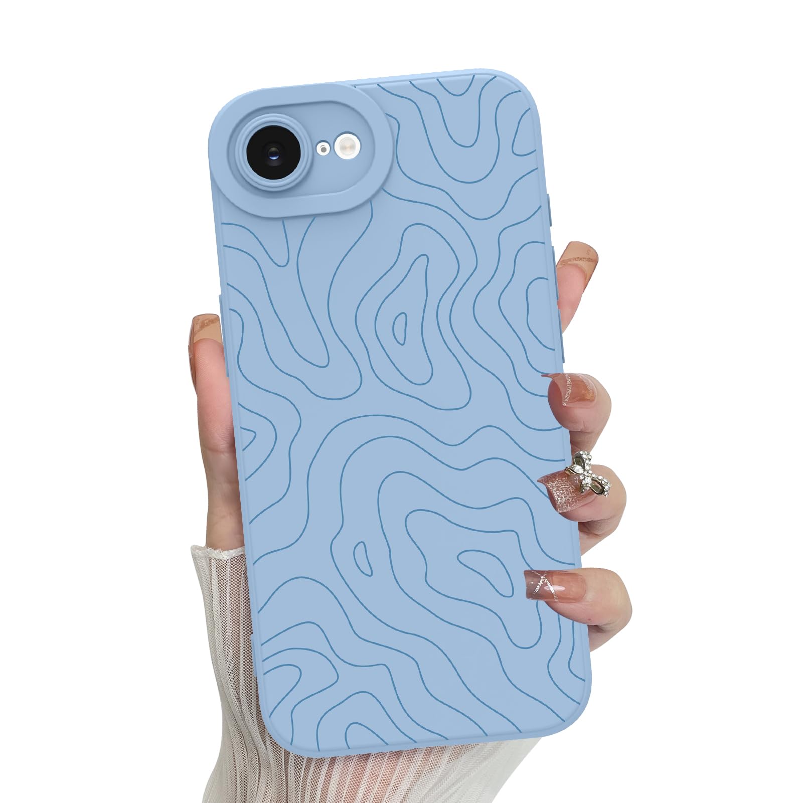 Foto 2 pulgar | Funda De Teléfono Mzelq Para Iphone 16e Silicone Wave Ripple Blue - Venta Internacional.