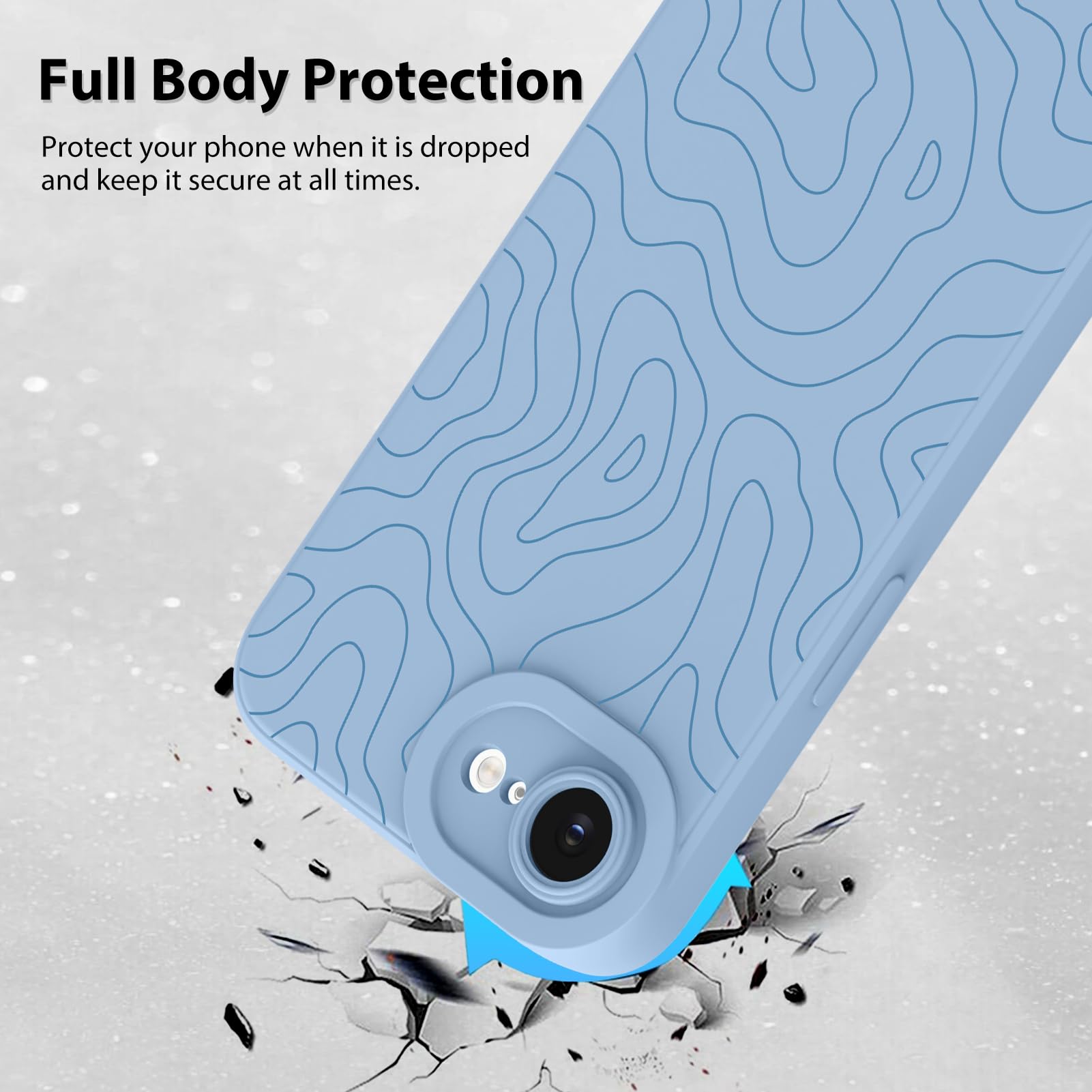 Foto 3 pulgar | Funda De Teléfono Mzelq Para Iphone 16e Silicone Wave Ripple Blue - Venta Internacional.
