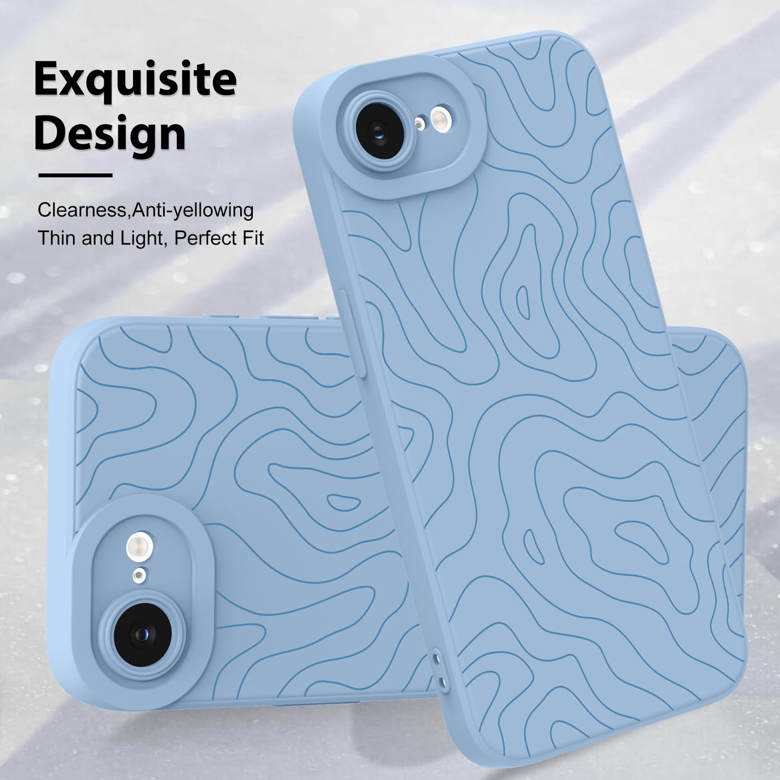 Foto 4 pulgar | Funda De Teléfono Mzelq Para Iphone 16e Silicone Wave Ripple Blue - Venta Internacional.