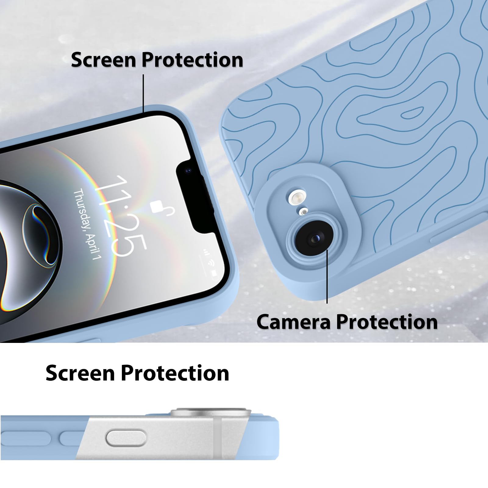 Foto 5 pulgar | Funda De Teléfono Mzelq Para Iphone 16e Silicone Wave Ripple Blue - Venta Internacional.