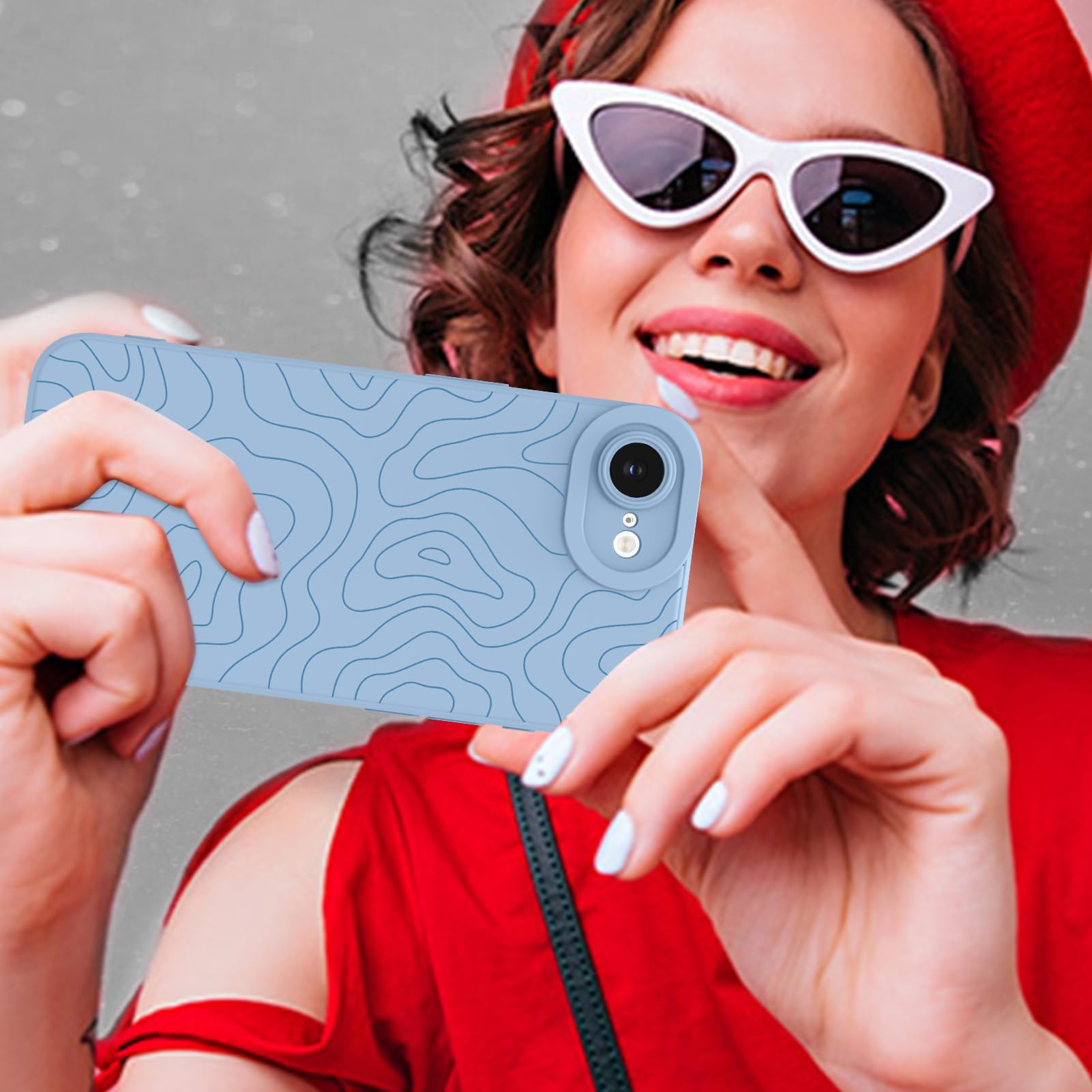 Foto 7 pulgar | Funda De Teléfono Mzelq Para Iphone 16e Silicone Wave Ripple Blue - Venta Internacional.