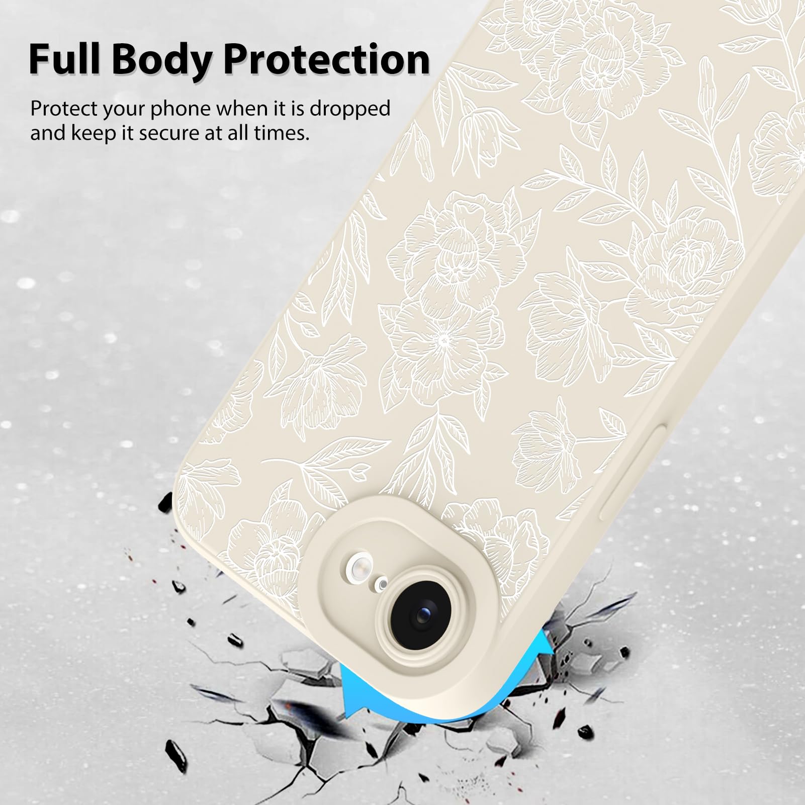 Foto 2 | Funda De Teléfono Mzelq Para Iphone 16e De Silicona Con Flores Y Rosas - Venta Internacional.