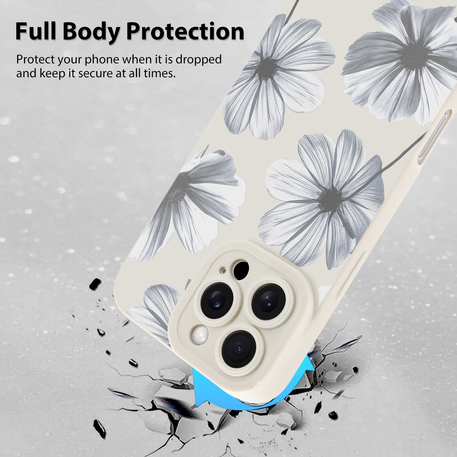 Foto 3 pulgar | Funda De Teléfono Mzelq Para Iphone 16 Pro Max De Silicona Con Estampado Floral Blanco - Venta Internacional.