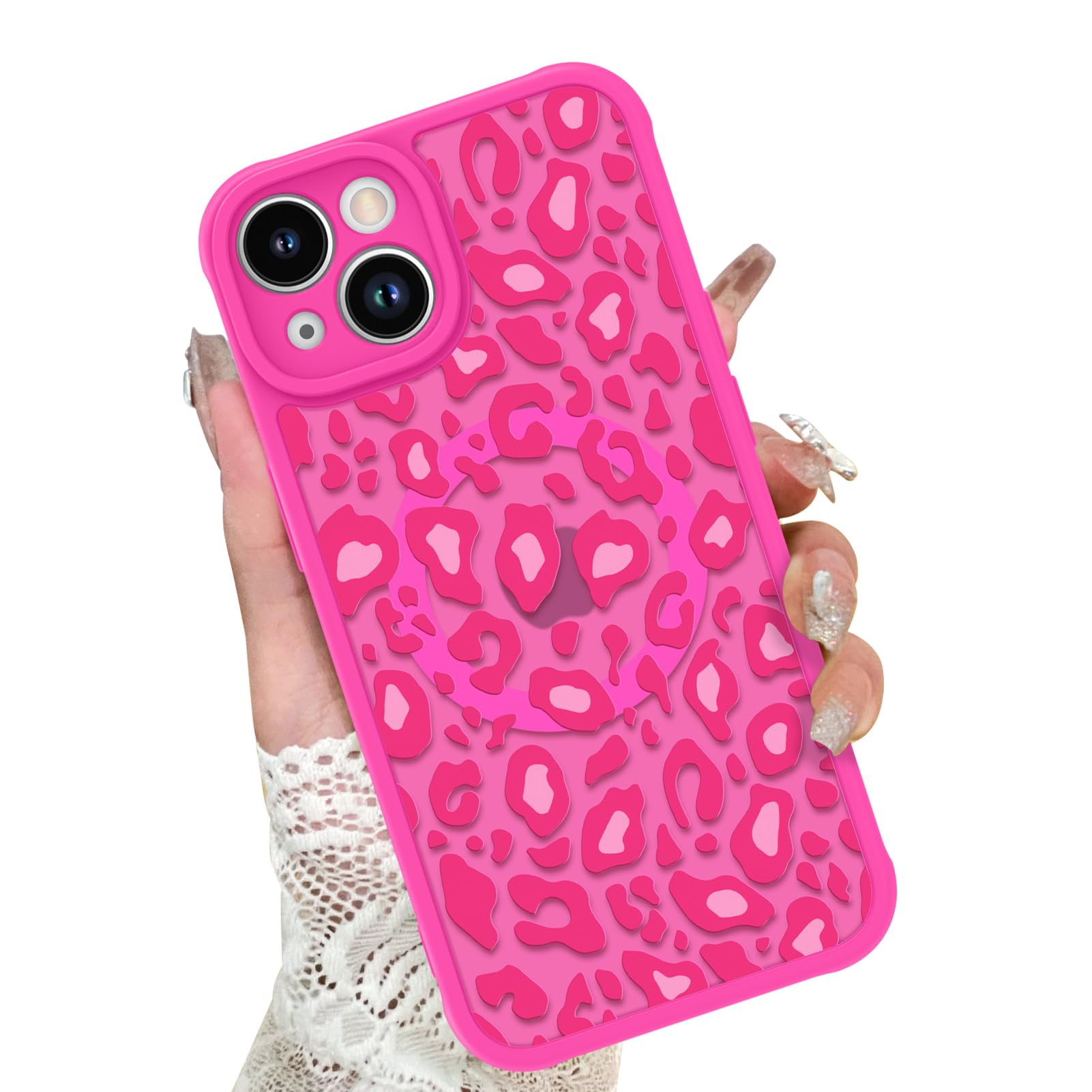 Foto 2 pulgar | Funda Kanghar Para Iphone 14 Plus Con Estampado De Leopardo Rosa Intenso - Venta Internacional.