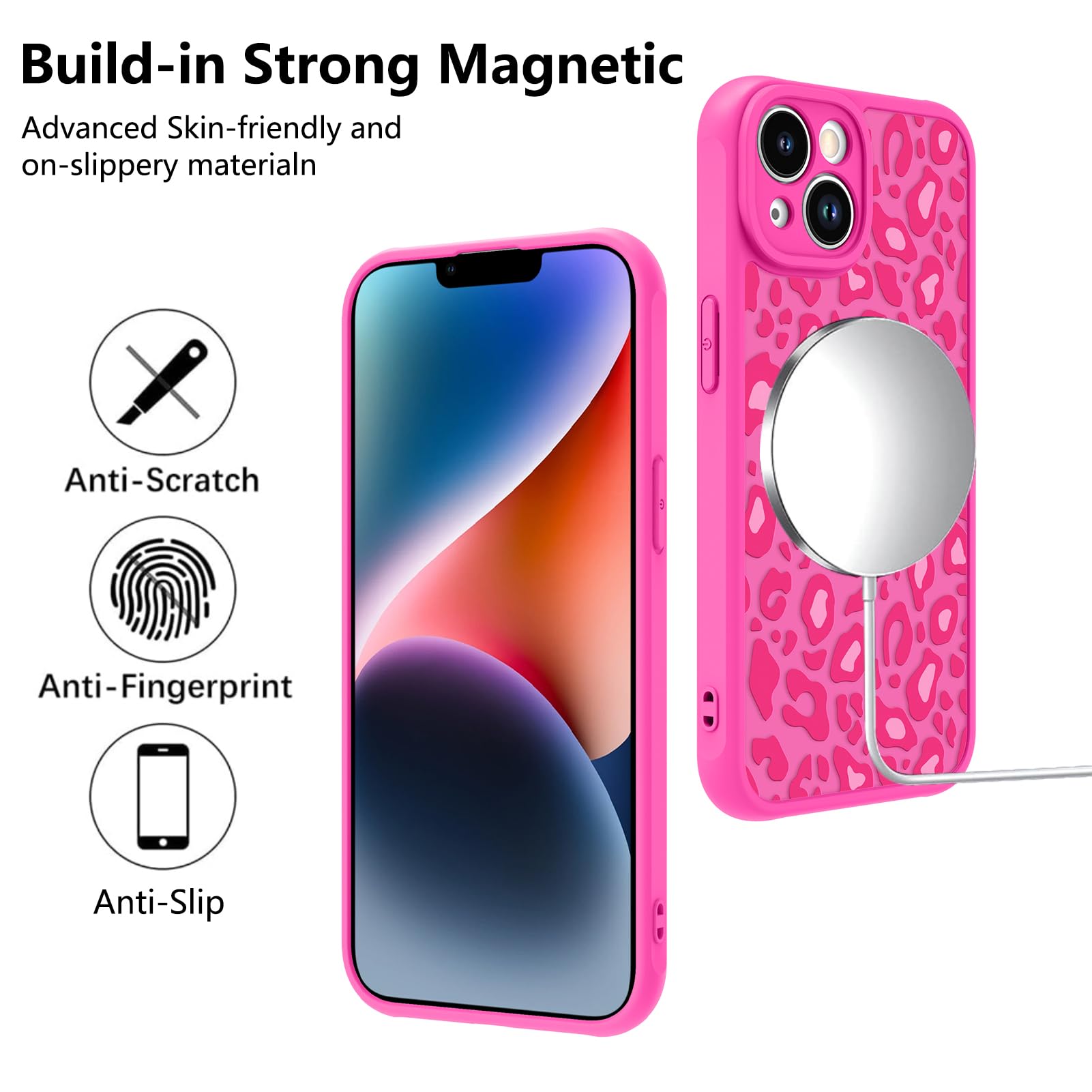 Foto 6 pulgar | Funda Kanghar Para Iphone 14 Plus Con Estampado De Leopardo Rosa Intenso - Venta Internacional.