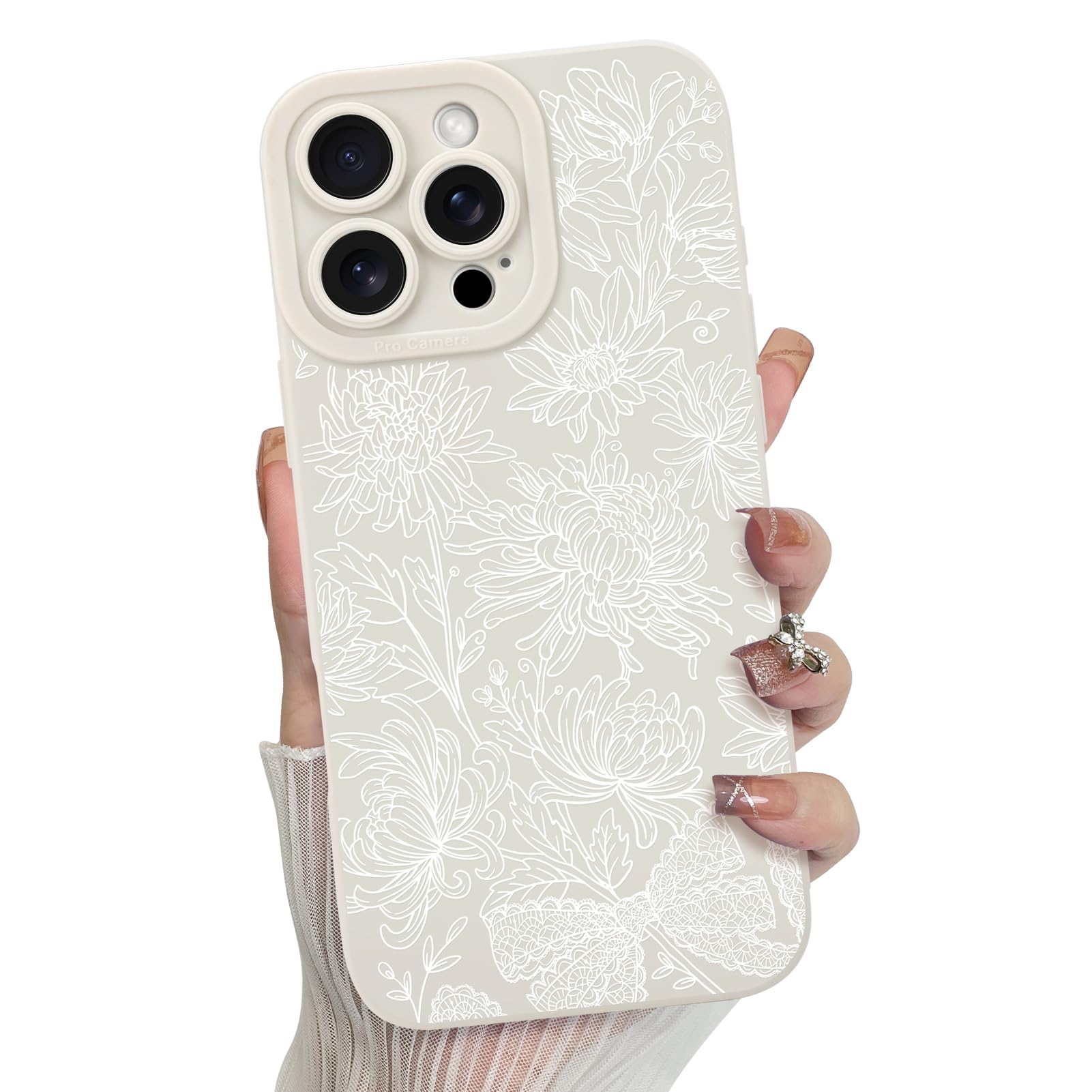 Foto 2 pulgar | Funda De Teléfono Mzelq Para Iphone 16 Pro De Silicona Con Diseño Floral Y Girasol - Venta Internacional.