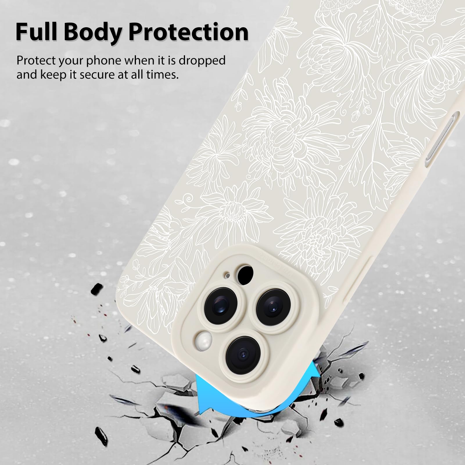 Foto 3 pulgar | Funda De Teléfono Mzelq Para Iphone 16 Pro De Silicona Con Diseño Floral Y Girasol - Venta Internacional.