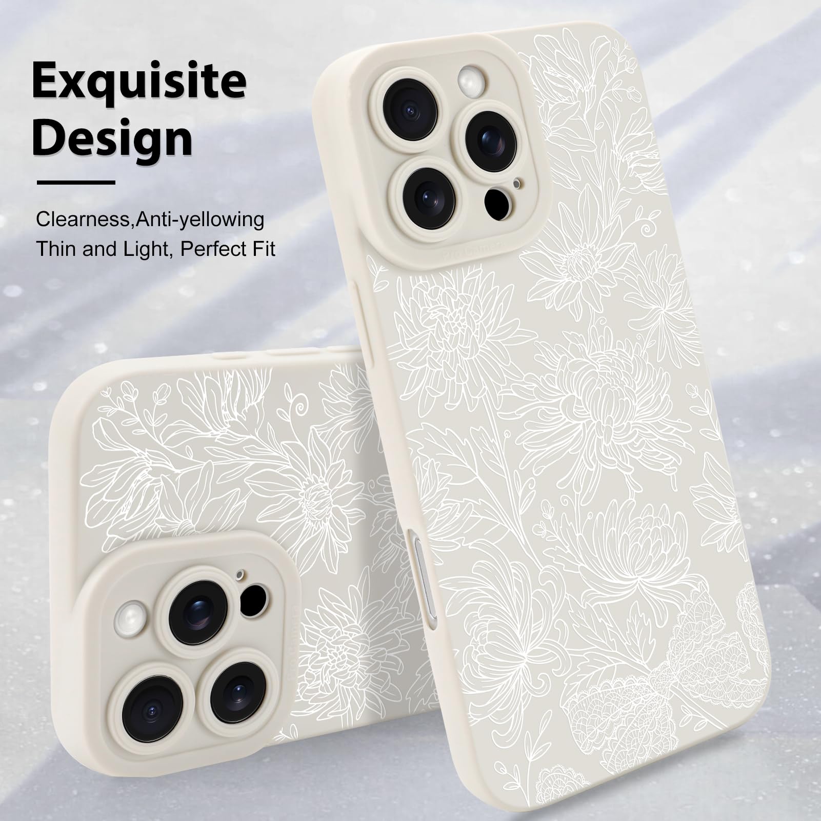 Foto 4 pulgar | Funda De Teléfono Mzelq Para Iphone 16 Pro De Silicona Con Diseño Floral Y Girasol - Venta Internacional.