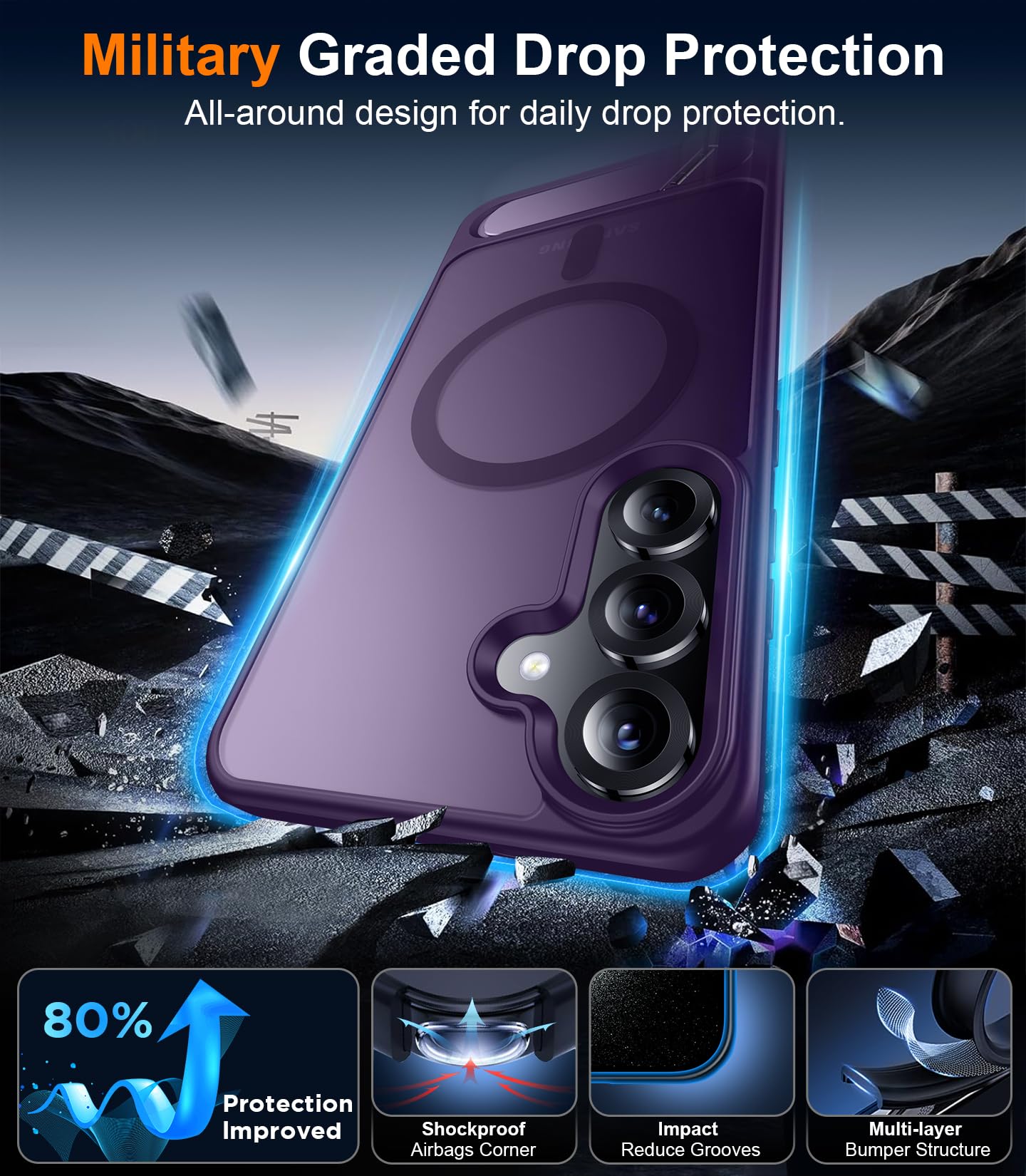 Foto 5 pulgar | Funda Magnética Temdan A Prueba De Golpes Para Samsung Galaxy S25 Plus - Venta Internacional.