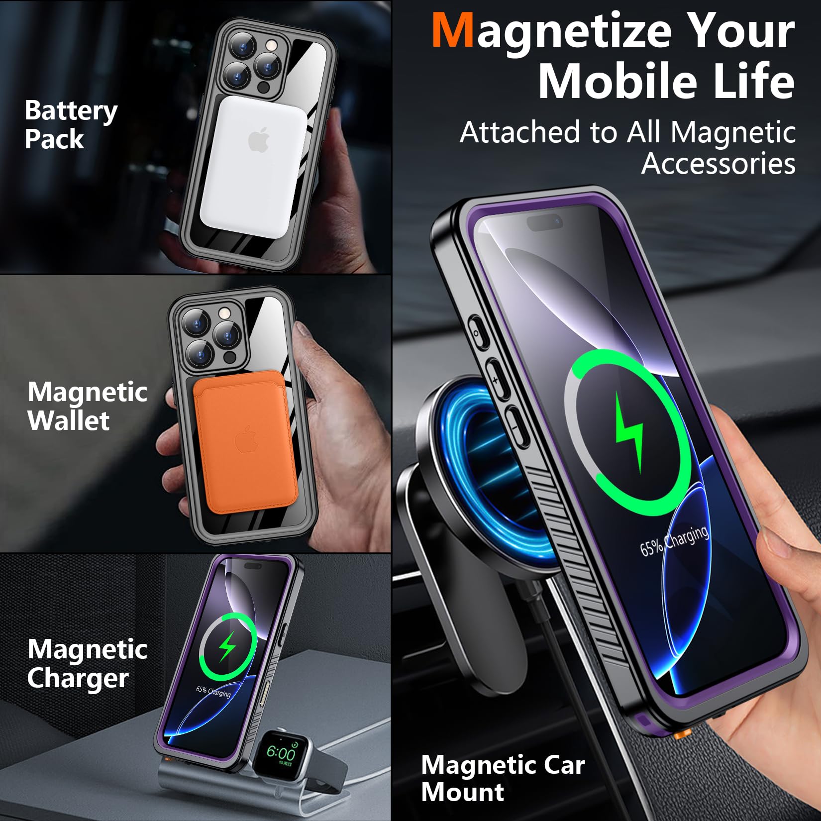 Foto 5 pulgar | Funda De Teléfono Spidercase Magnética Impermeable Para Iphone 16 Pro - Venta Internacional.