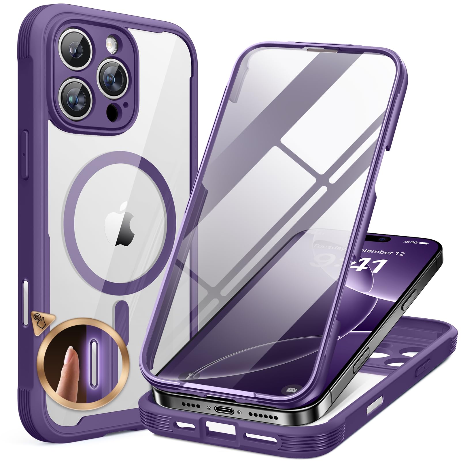 Foto 2 pulgar | Funda Para Teléfono Miracase Diseñada Para Iphone 16 Pro Max, Color Morado - Venta Internacional.