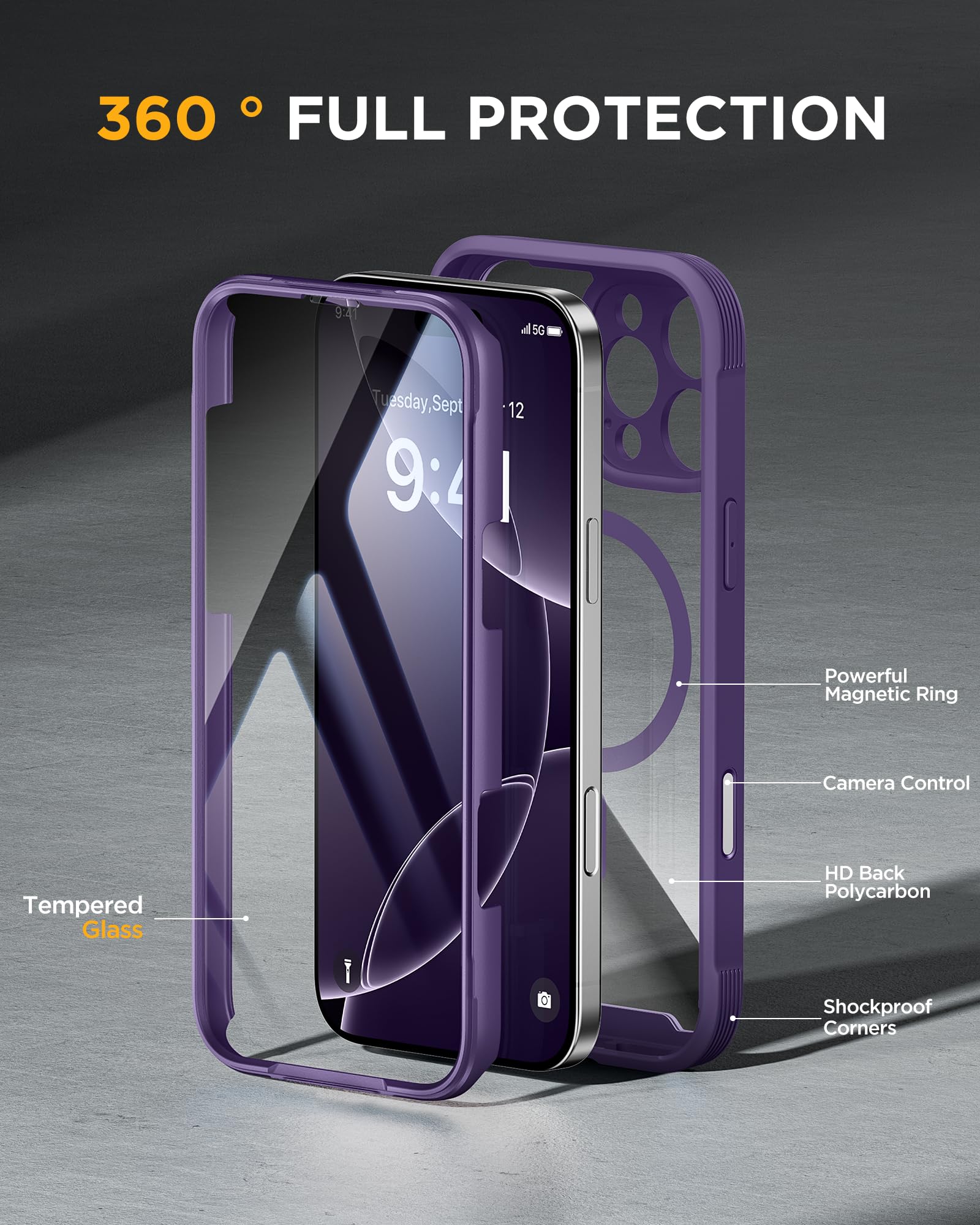 Foto 3 pulgar | Funda Para Teléfono Miracase Diseñada Para Iphone 16 Pro Max, Color Morado - Venta Internacional.