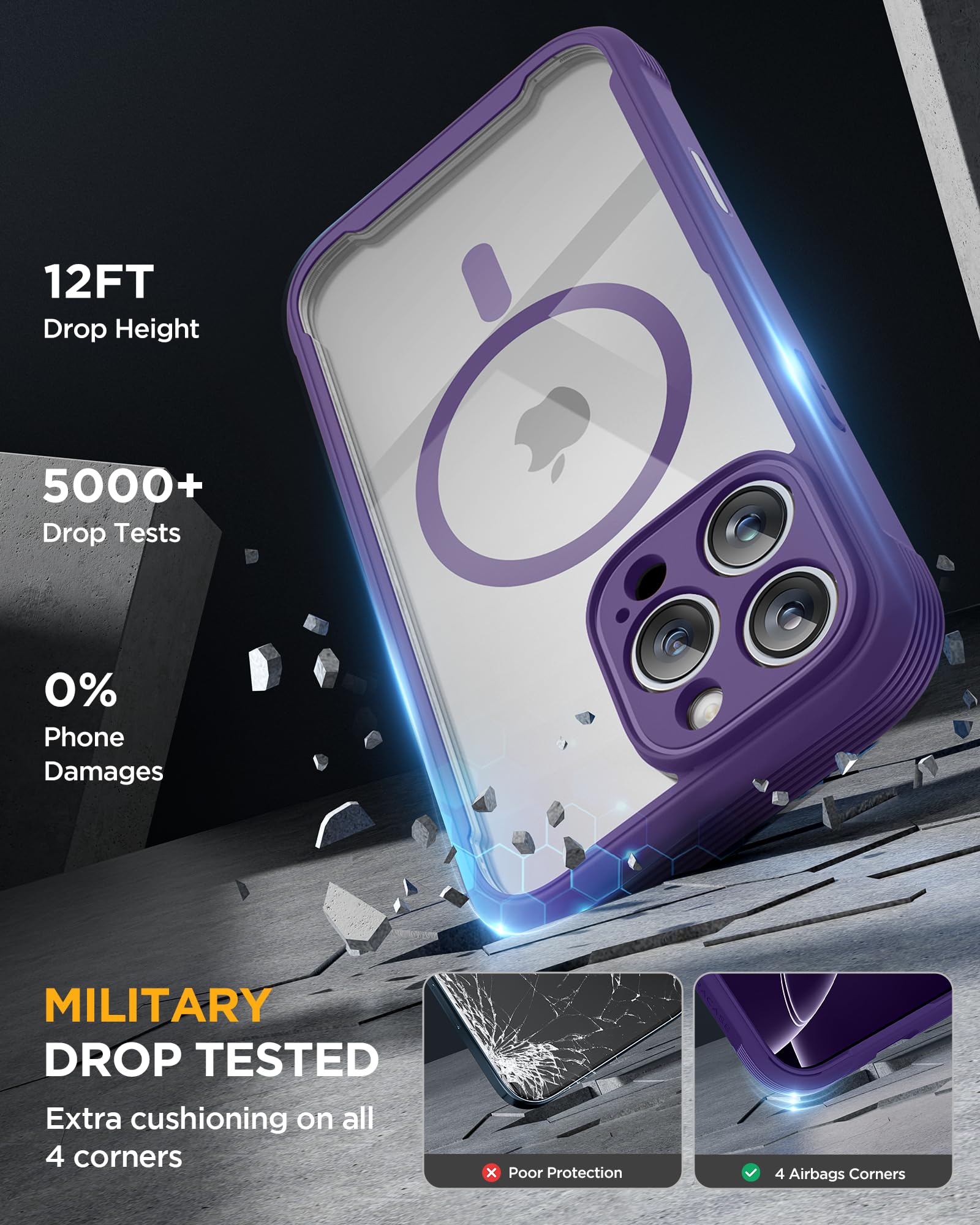 Foto 6 pulgar | Funda Para Teléfono Miracase Diseñada Para Iphone 16 Pro Max, Color Morado - Venta Internacional.