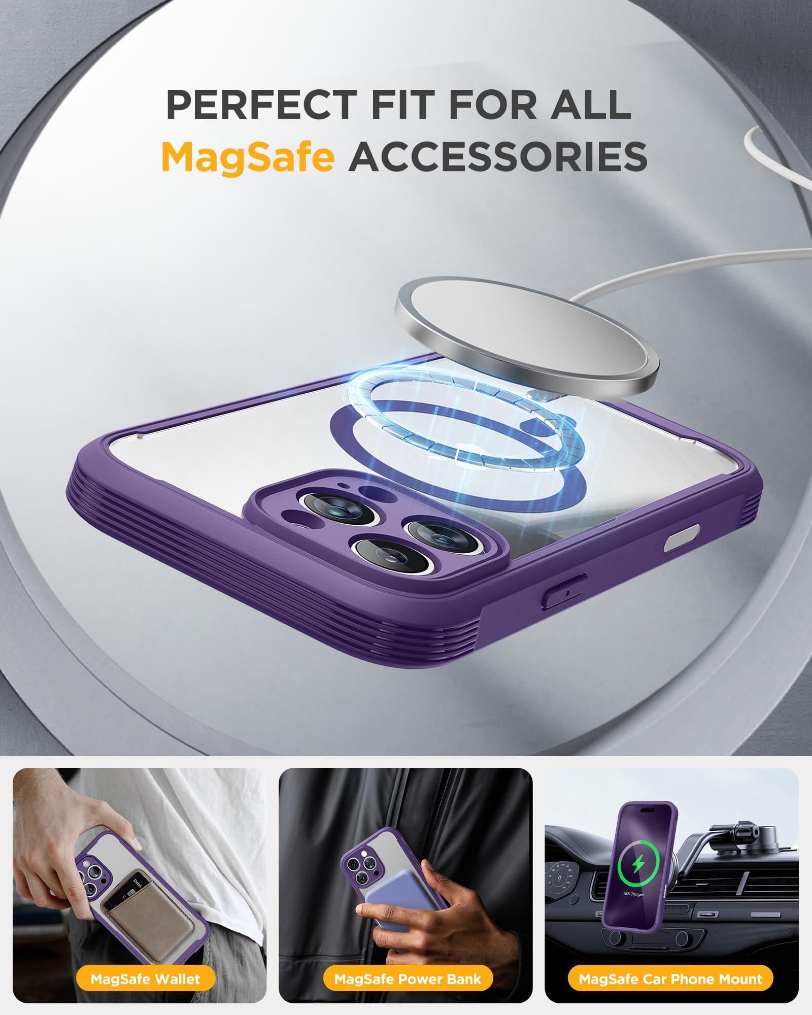 Foto 6 | Funda Para Teléfono Miracase Diseñada Para Iphone 16 Pro Max, Color Morado - Venta Internacional.