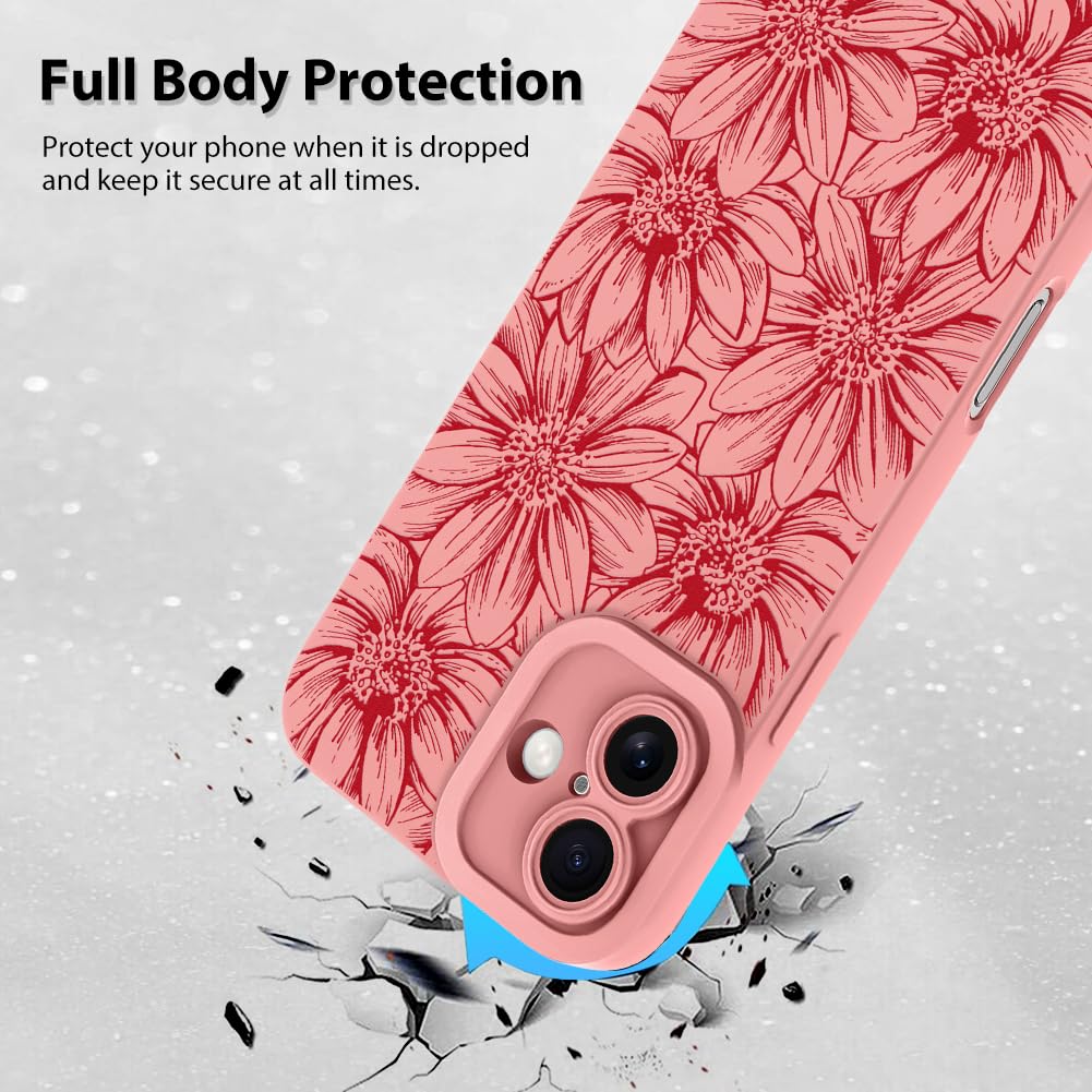 Foto 3 pulgar | Funda De Teléfono Mzelq Para Iphone 16 De Silicona Negra Con Estampado Floral - Venta Internacional.