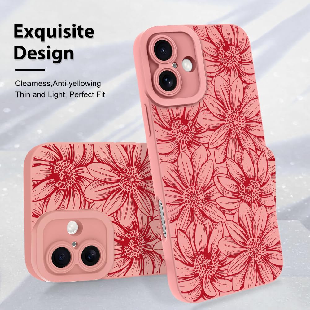 Foto 4 pulgar | Funda De Teléfono Mzelq Para Iphone 16 De Silicona Negra Con Estampado Floral - Venta Internacional.