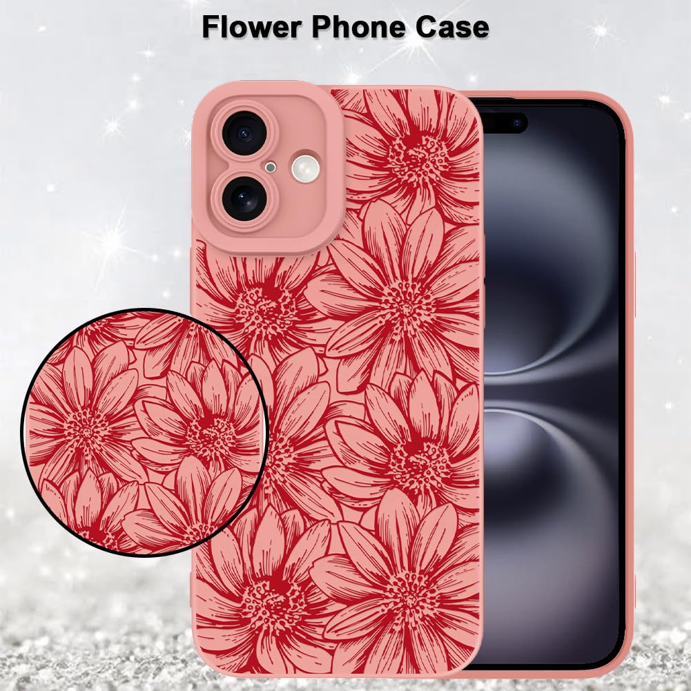Foto 6 pulgar | Funda De Teléfono Mzelq Para Iphone 16 De Silicona Negra Con Estampado Floral - Venta Internacional.