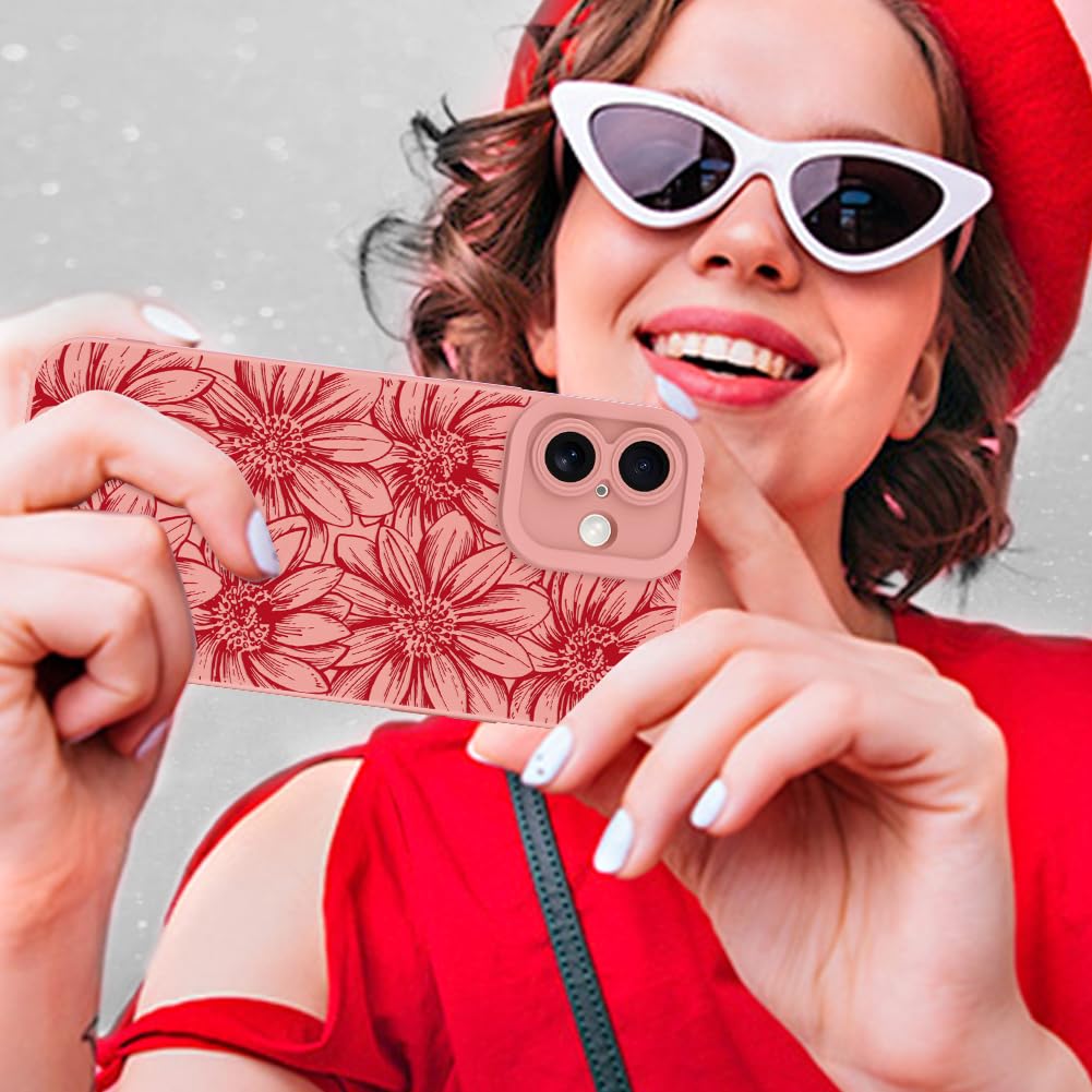 Foto 6 | Funda De Teléfono Mzelq Para Iphone 16 De Silicona Negra Con Estampado Floral - Venta Internacional.