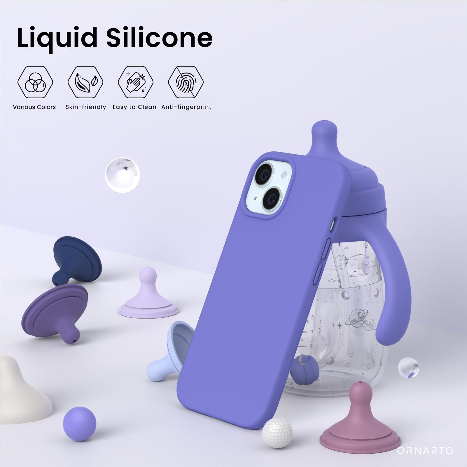 Foto 4 pulgar | Funda De Teléfono Ornarto Compatible Con Iphone 15 6.1 Periwinkle - Venta Internacional.