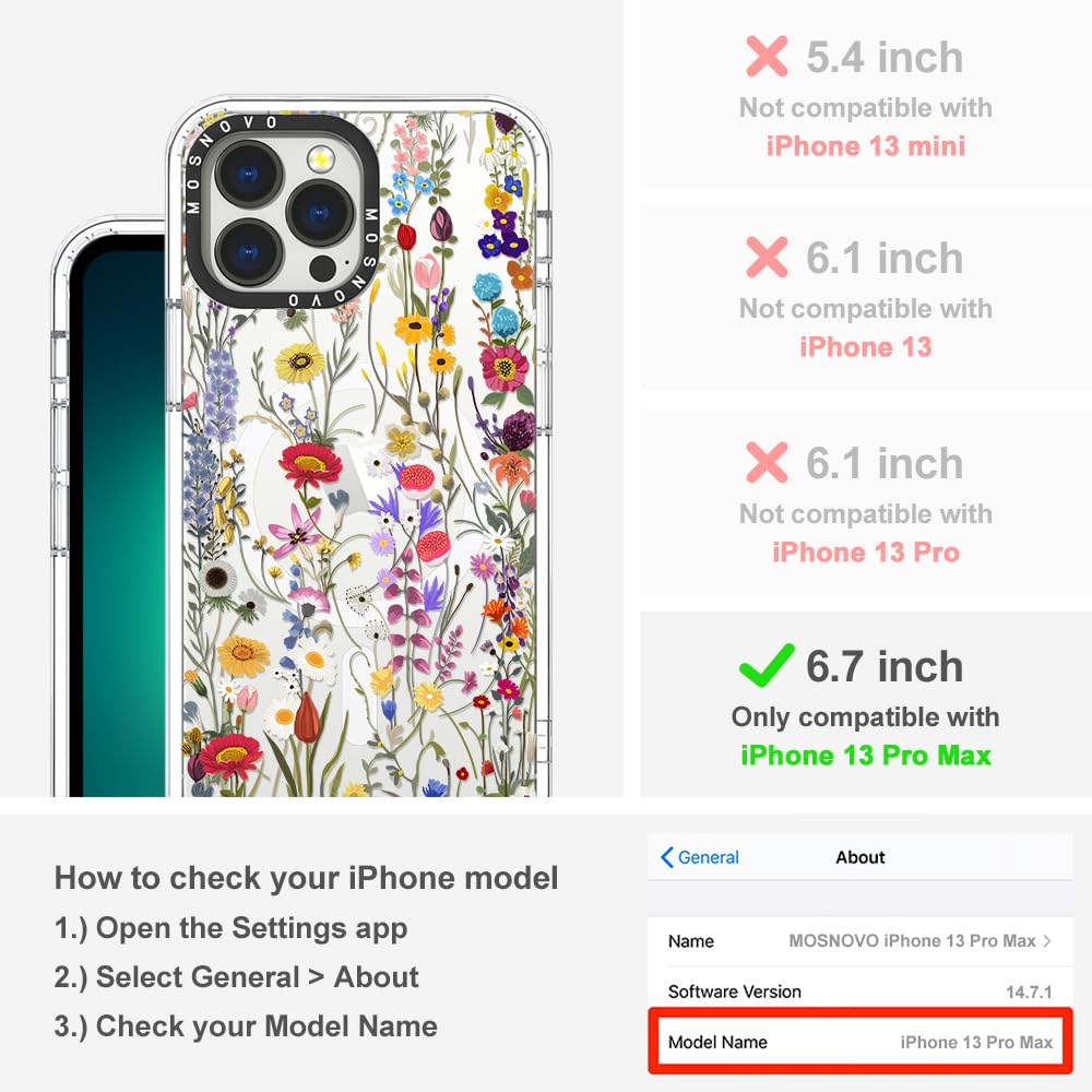 Foto 3 pulgar | Funda De Teléfono Mosnovo Para Iphone 13 Pro Max Wildflower Meadow - Venta Internacional.