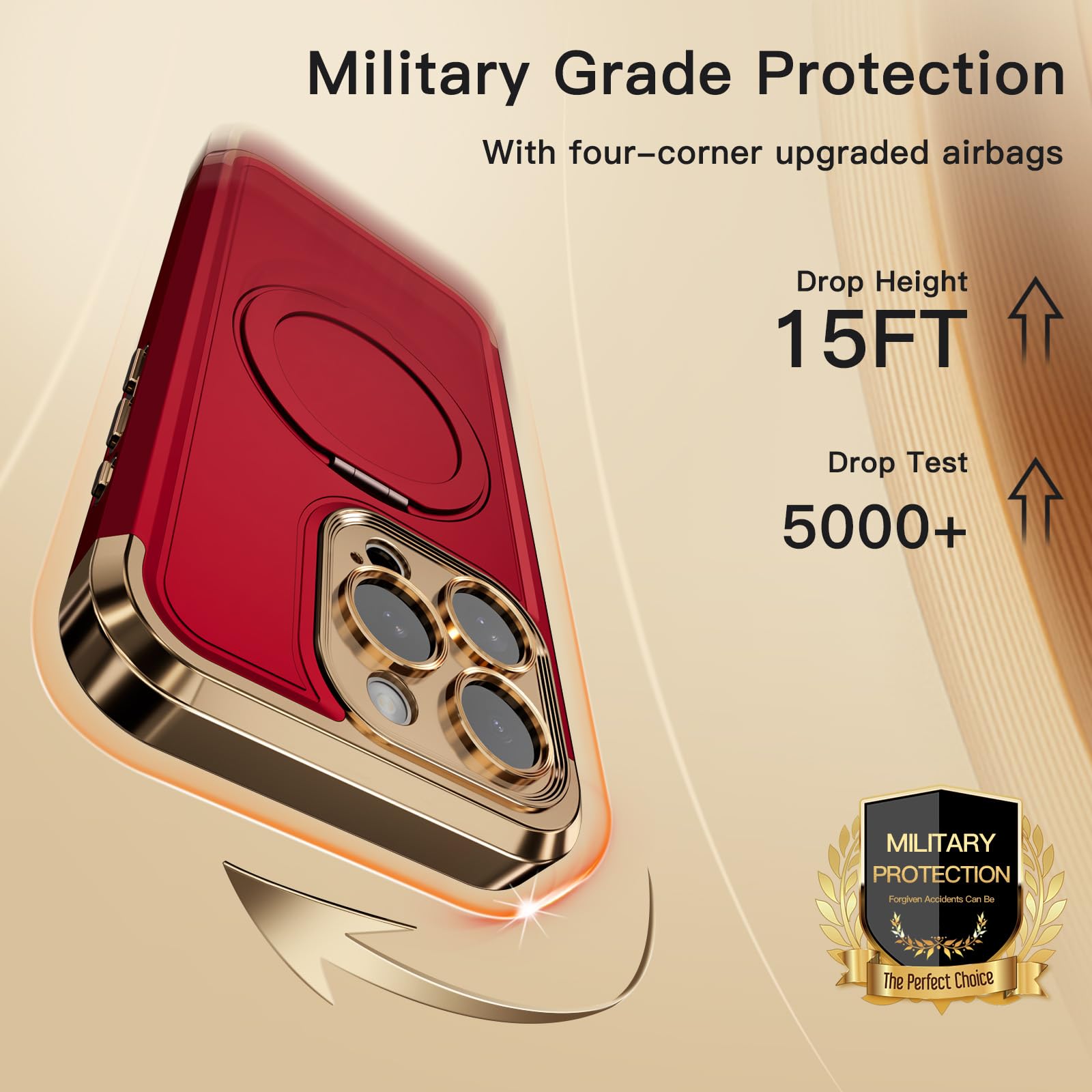 Foto 6 pulgar | Funda Coolqo Para Iphone 15 Pro Max Con Soporte Magnético, Color Rojo - Venta Internacional.