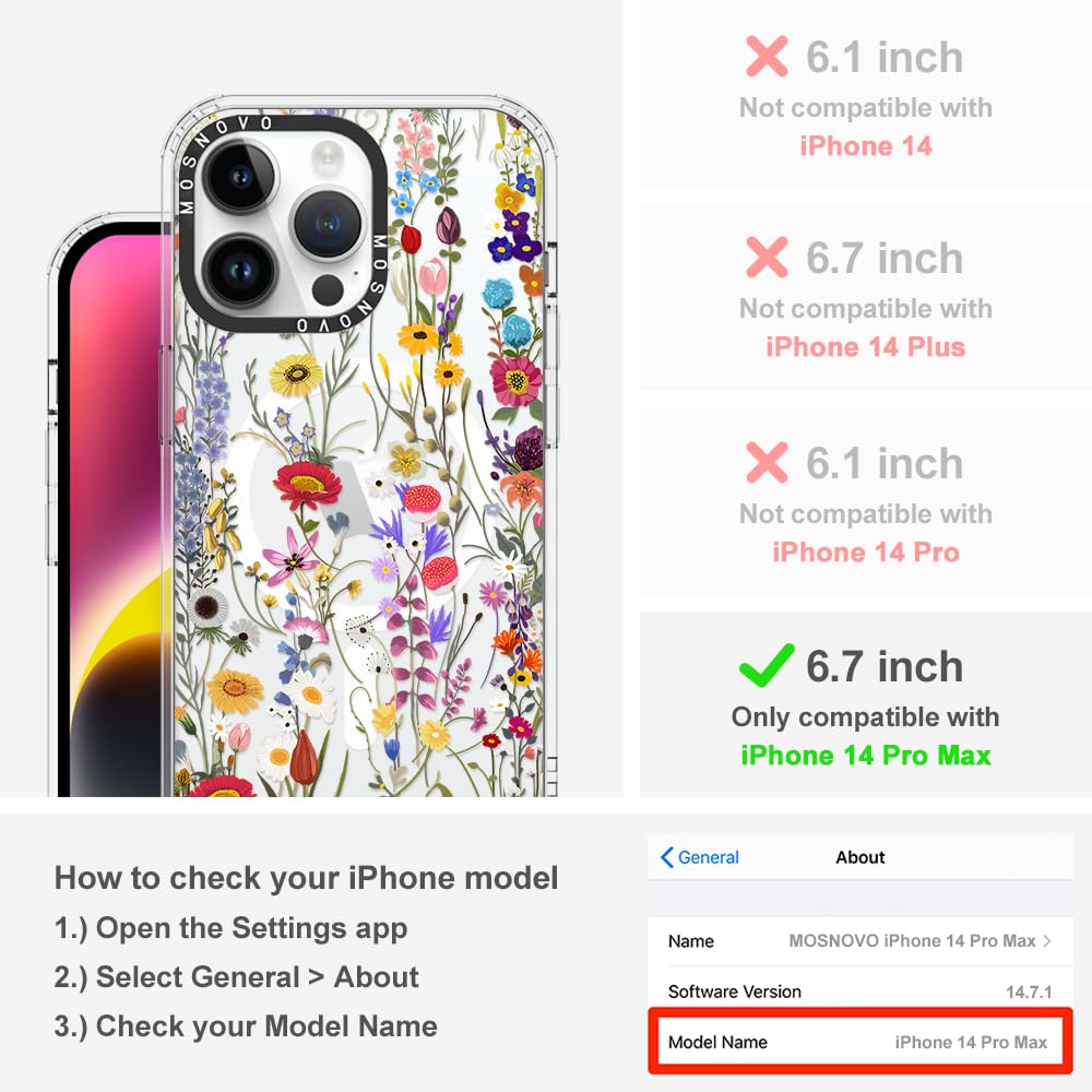 Foto 3 pulgar | Funda De Teléfono Mosnovo Para Iphone 14 Pro Max Wildflower Meadow - Venta Internacional.