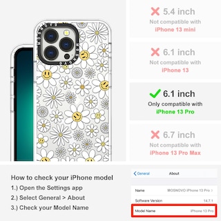 Foto 2 | Funda De Teléfono Mosnovo Compatible Con Iphone 13 Pro Happy Daisy - Venta Internacional.