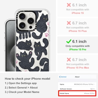 Foto 2 | Funda Para Teléfono Mosnovo Compatible Con Iphone 15 Pro Negra - Venta Internacional.
