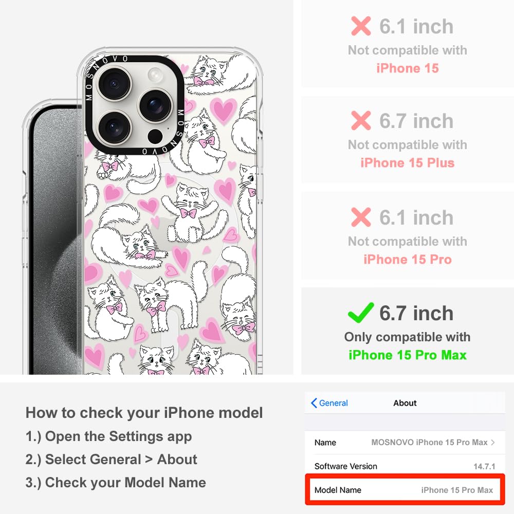 Foto 3 pulgar | Funda De Teléfono Mosnovo Para Iphone 15 Pro Max, Diseño Transparente De Gatitos - Venta Internacional.
