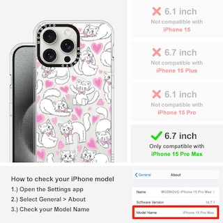 Foto 2 | Funda De Teléfono Mosnovo Para Iphone 15 Pro Max, Diseño Transparente De Gatitos - Venta Internacional.