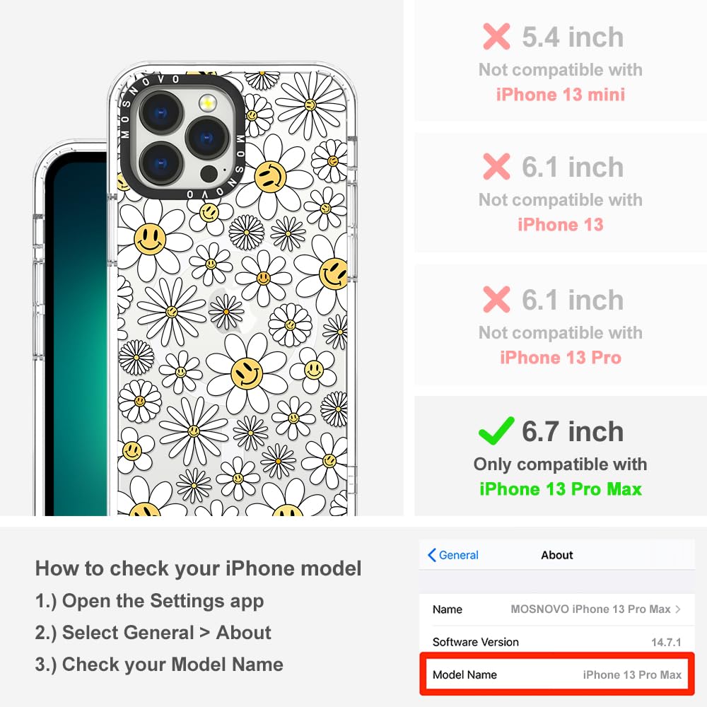 Foto 3 pulgar | Funda De Teléfono Mosnovo Para Iphone 13 Pro Max Con Magsafe Happy Daisy - Venta Internacional.