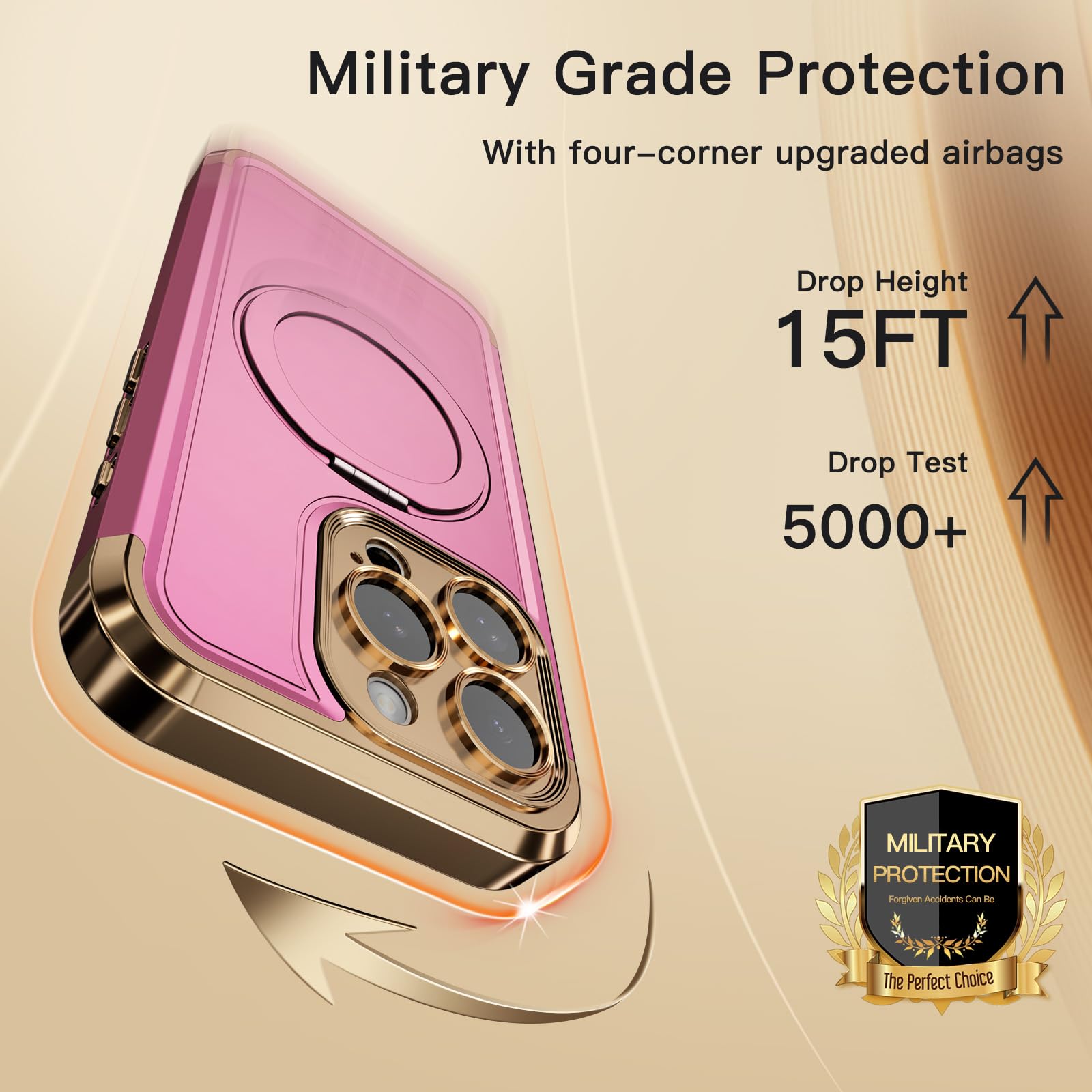 Foto 6 pulgar | Funda Coolqo Para Iphone 15 Pro Max Con Soporte Magnético, Color Rosa - Venta Internacional.