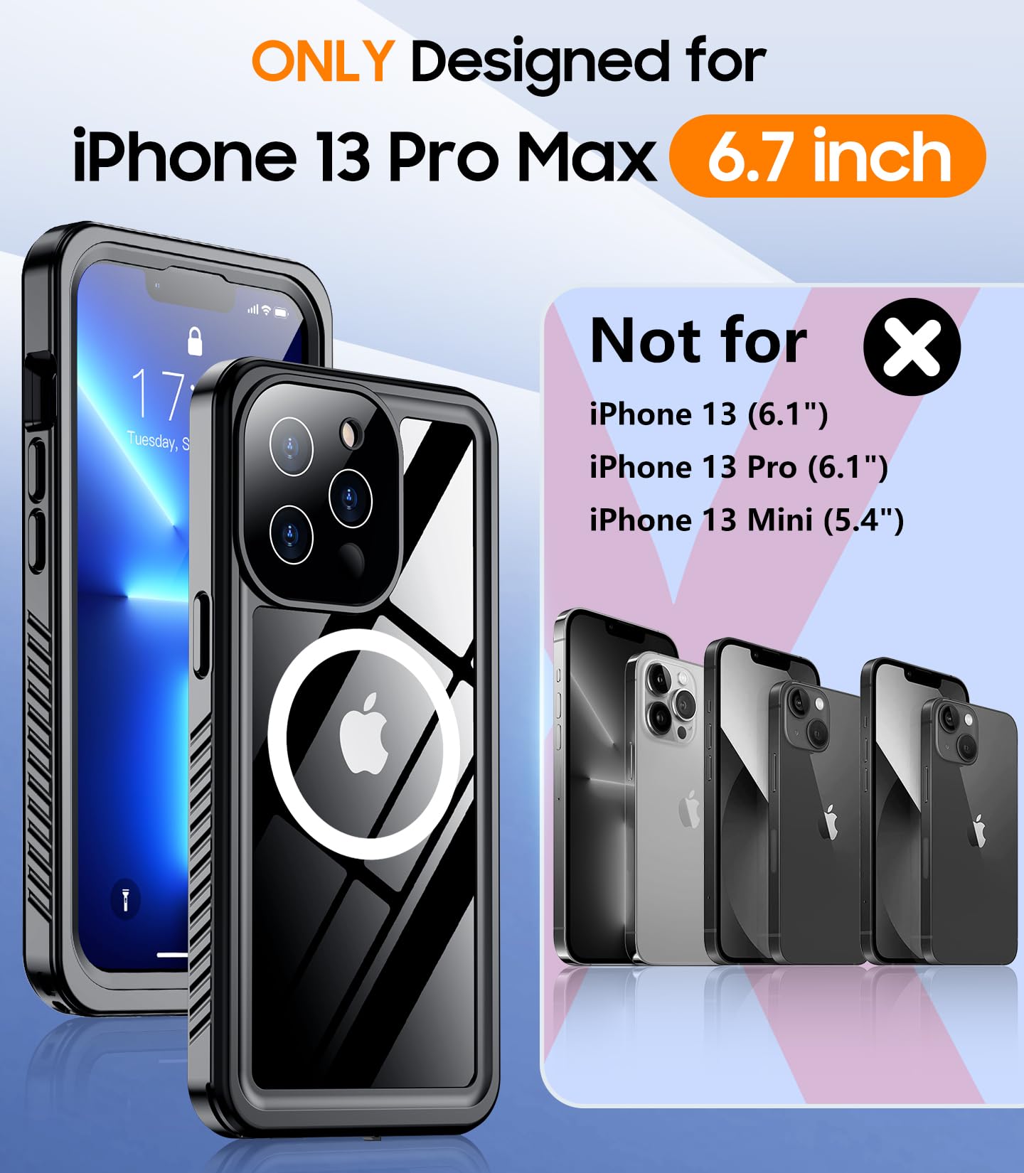 Foto 2 | Funda Magnética Temdan Impermeable Con Pantalla Para Iphone 13 Pro Max - Venta Internacional.