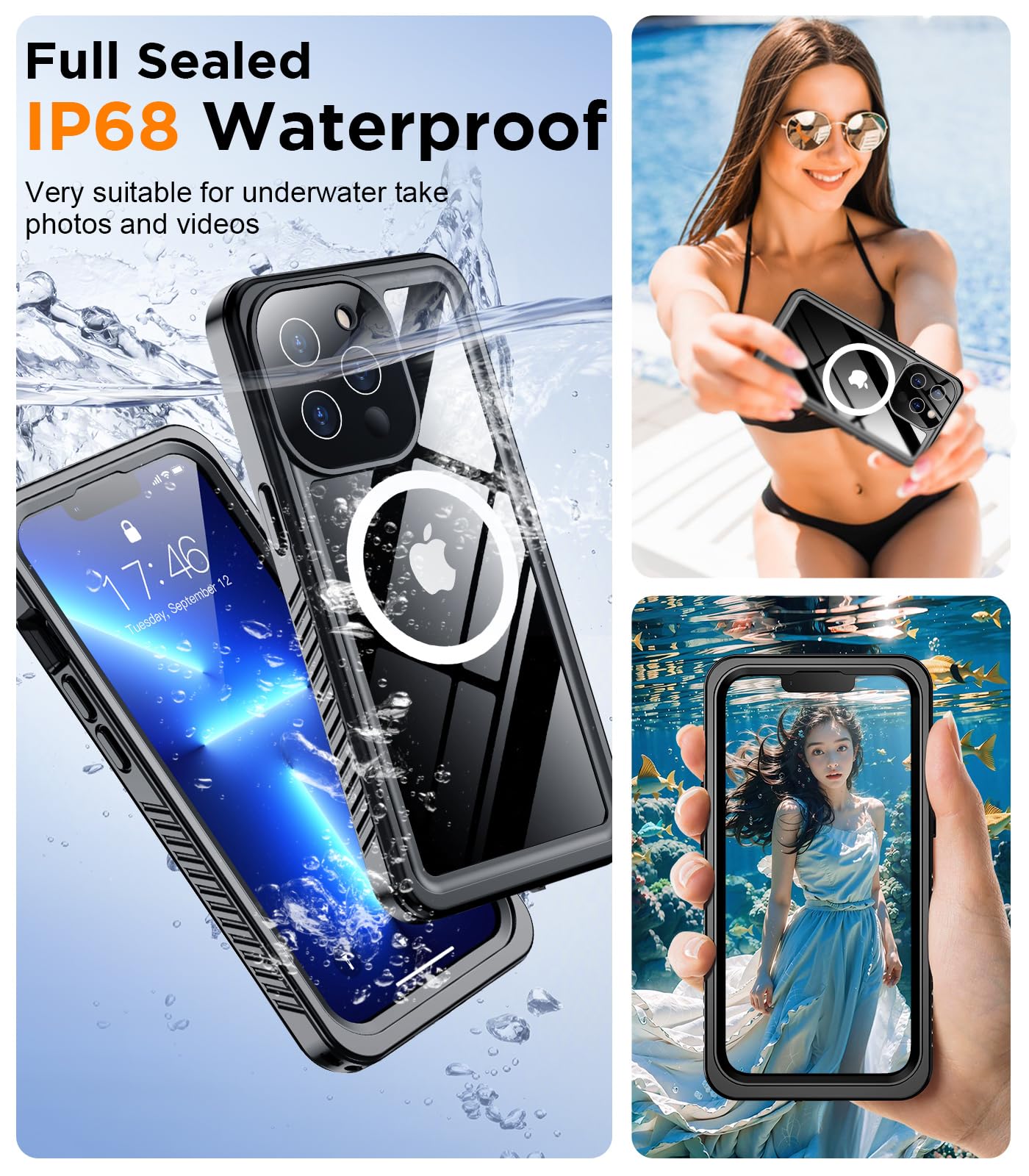 Foto 3 | Funda Magnética Temdan Impermeable Con Pantalla Para Iphone 13 Pro Max - Venta Internacional.