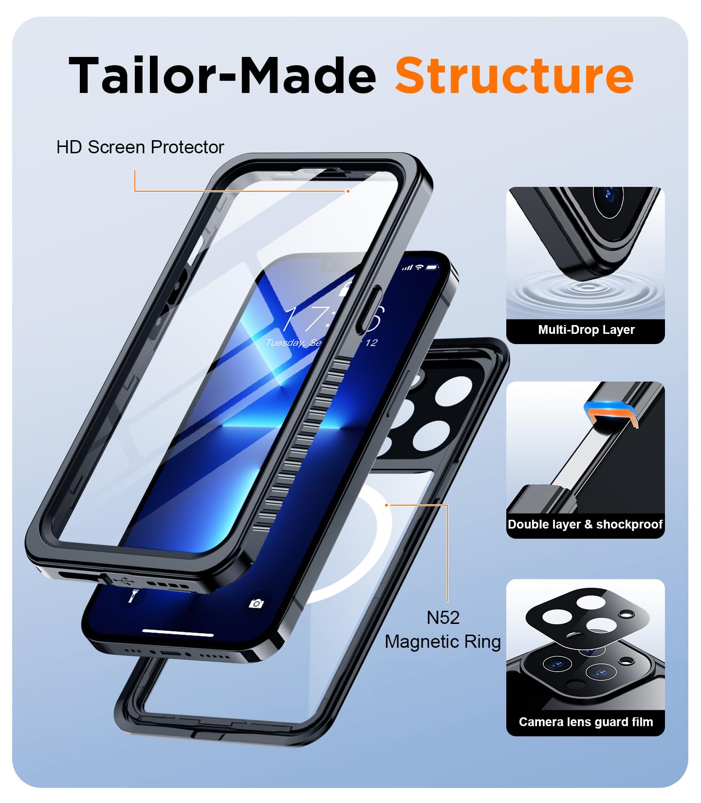 Foto 5 pulgar | Funda Magnética Temdan Impermeable Con Pantalla Para Iphone 13 Pro Max - Venta Internacional.