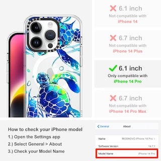 Foto 2 | Funda De Teléfono Mosnovo Para Iphone 14 Pro Buffertech Sea Turtles - Venta Internacional.