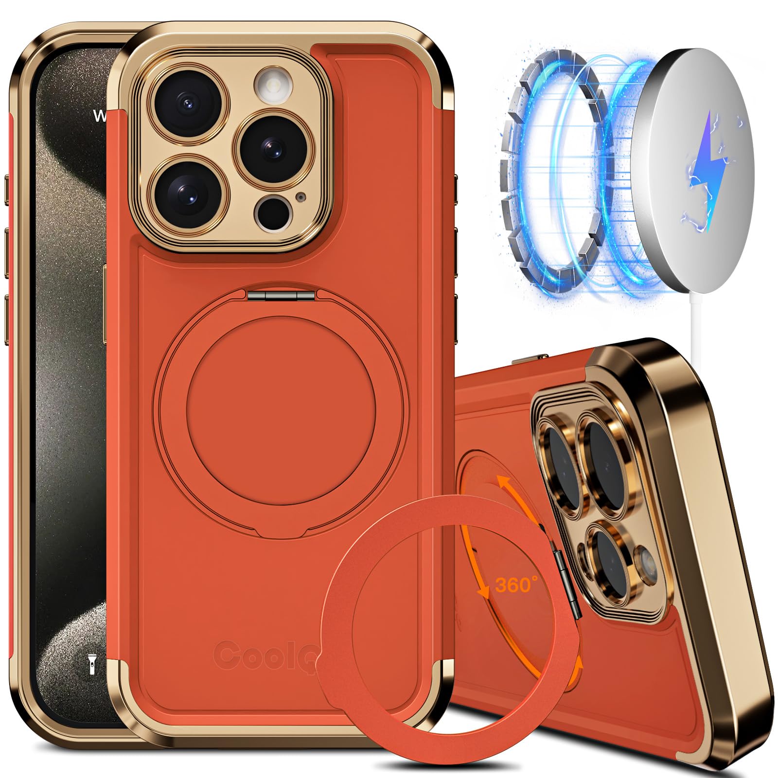 Funda De Teléfono Coolqo Para Iphone 15 Pro Max Con Soporte Magnético - Venta Internacional.