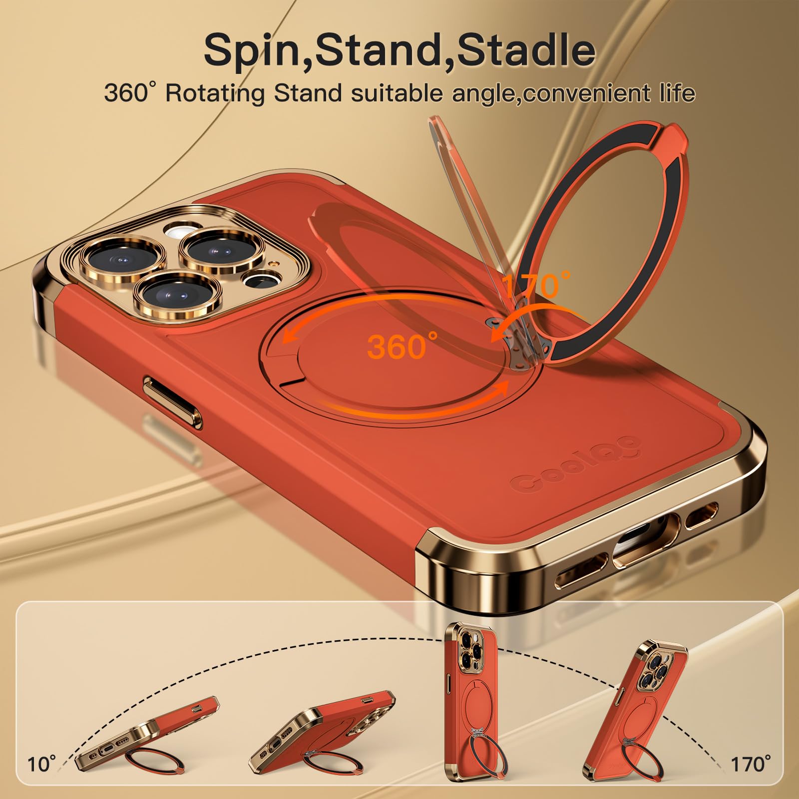 Foto 4 pulgar | Funda De Teléfono Coolqo Para Iphone 15 Pro Max Con Soporte Magnético - Venta Internacional.