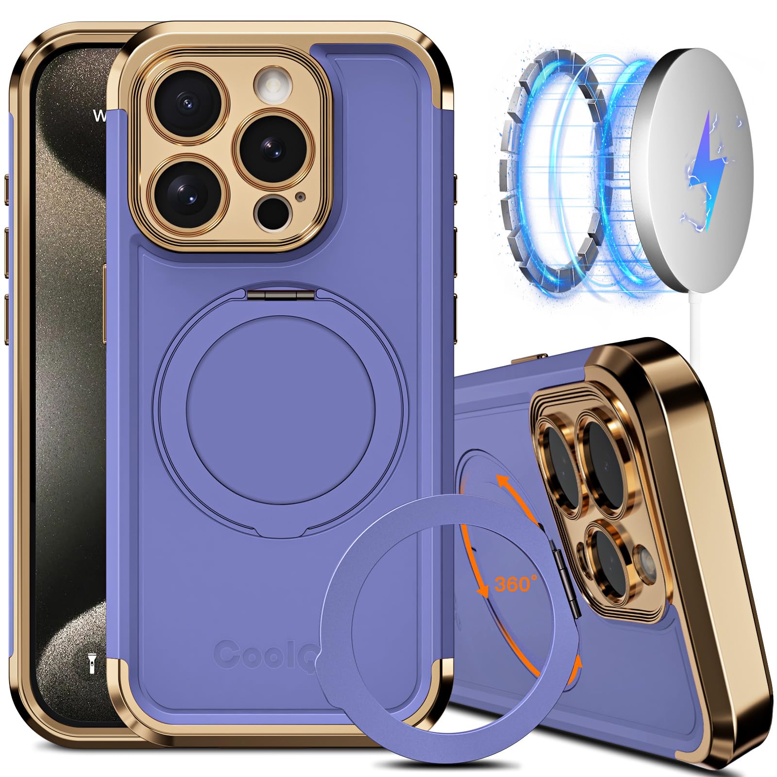 Funda De Teléfono Coolqo Para Iphone 15 Pro Max Con Soporte Magnético - Venta Internacional.