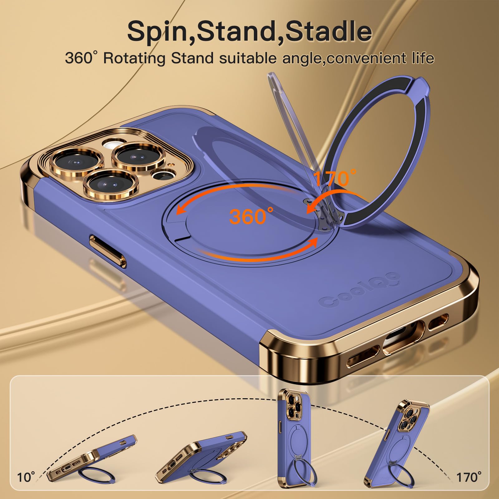 Foto 4 pulgar | Funda De Teléfono Coolqo Para Iphone 15 Pro Max Con Soporte Magnético - Venta Internacional.